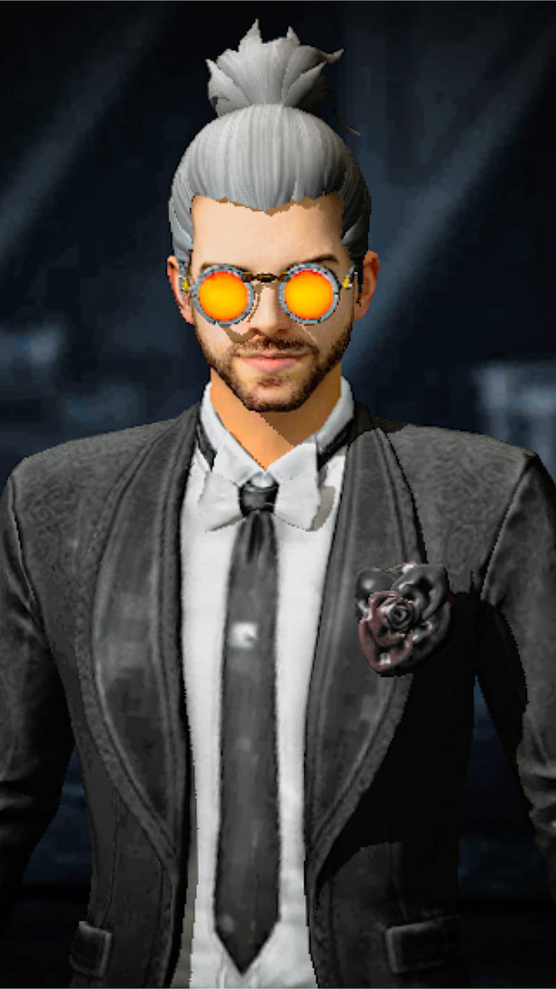 Free Fire Alok, gray hair, glowing orange goggles, HD Phone Wallpaper