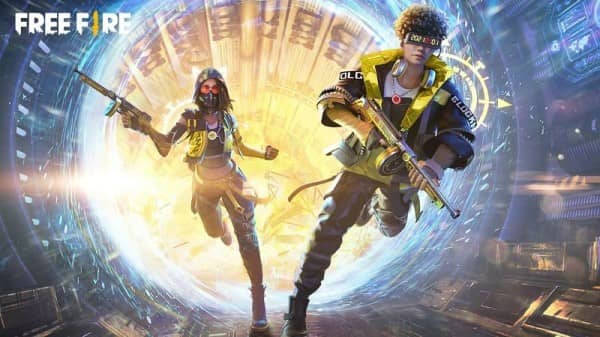 Free Fire, characters, glowing futuristic portal, SD Desktop Wallpaper