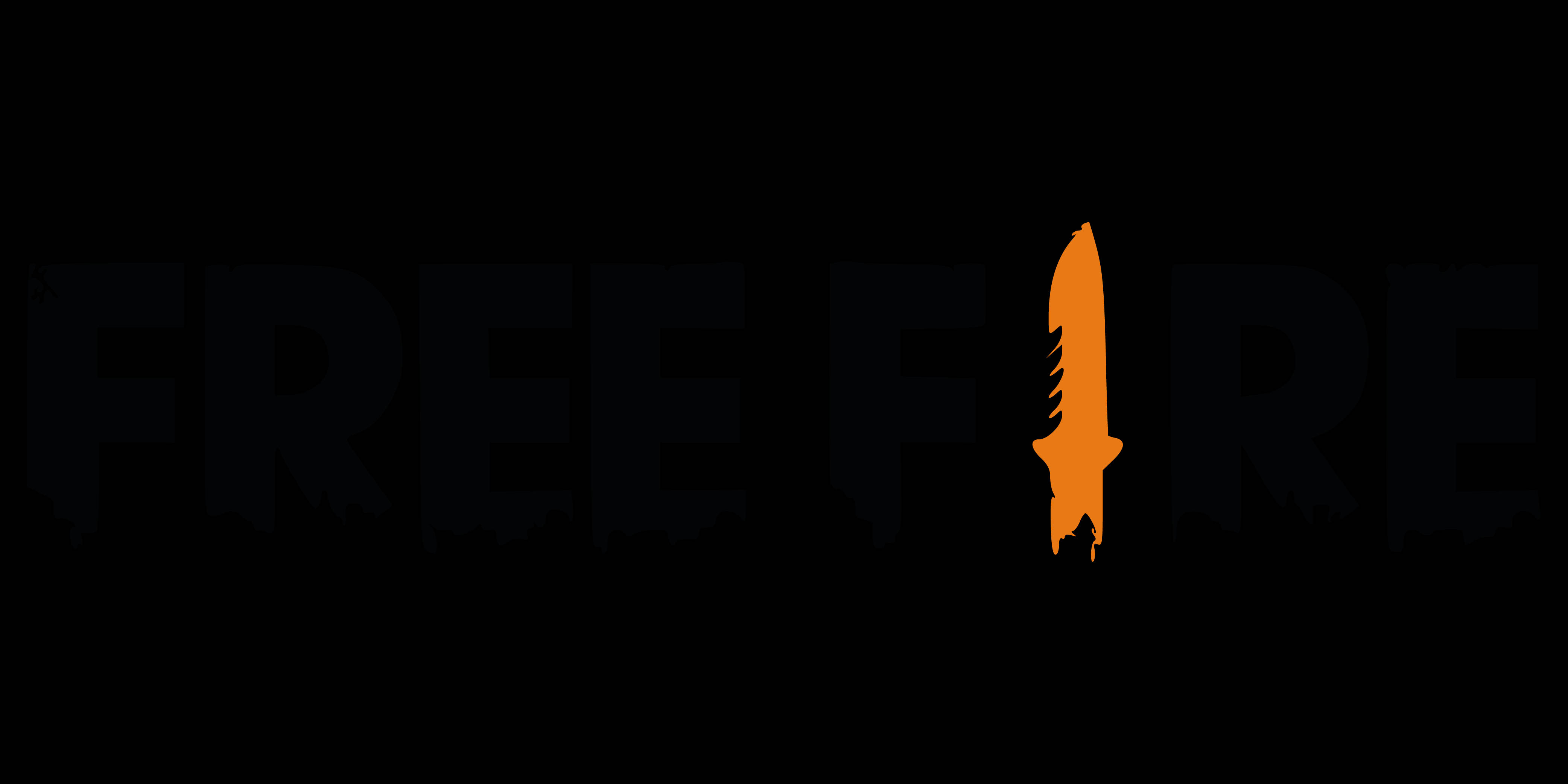 Free Fire, black text, orange knife, 4K Desktop Wallpaper