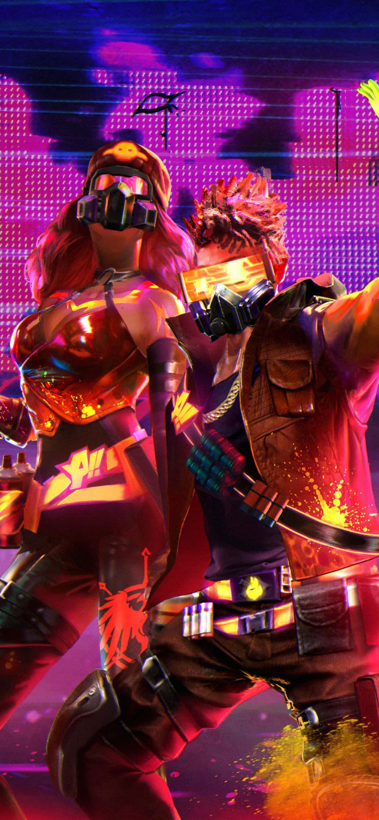 Free Fire Chrono, neo neon noir, cyberpunk characters, 2K Phone Wallpaper