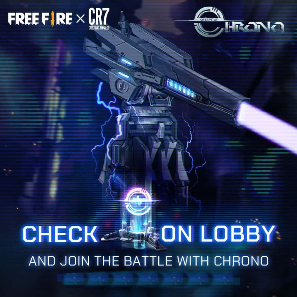 Chrono, Free Fire Chrono, glowing blue accents, SD Desktop Wallpaper