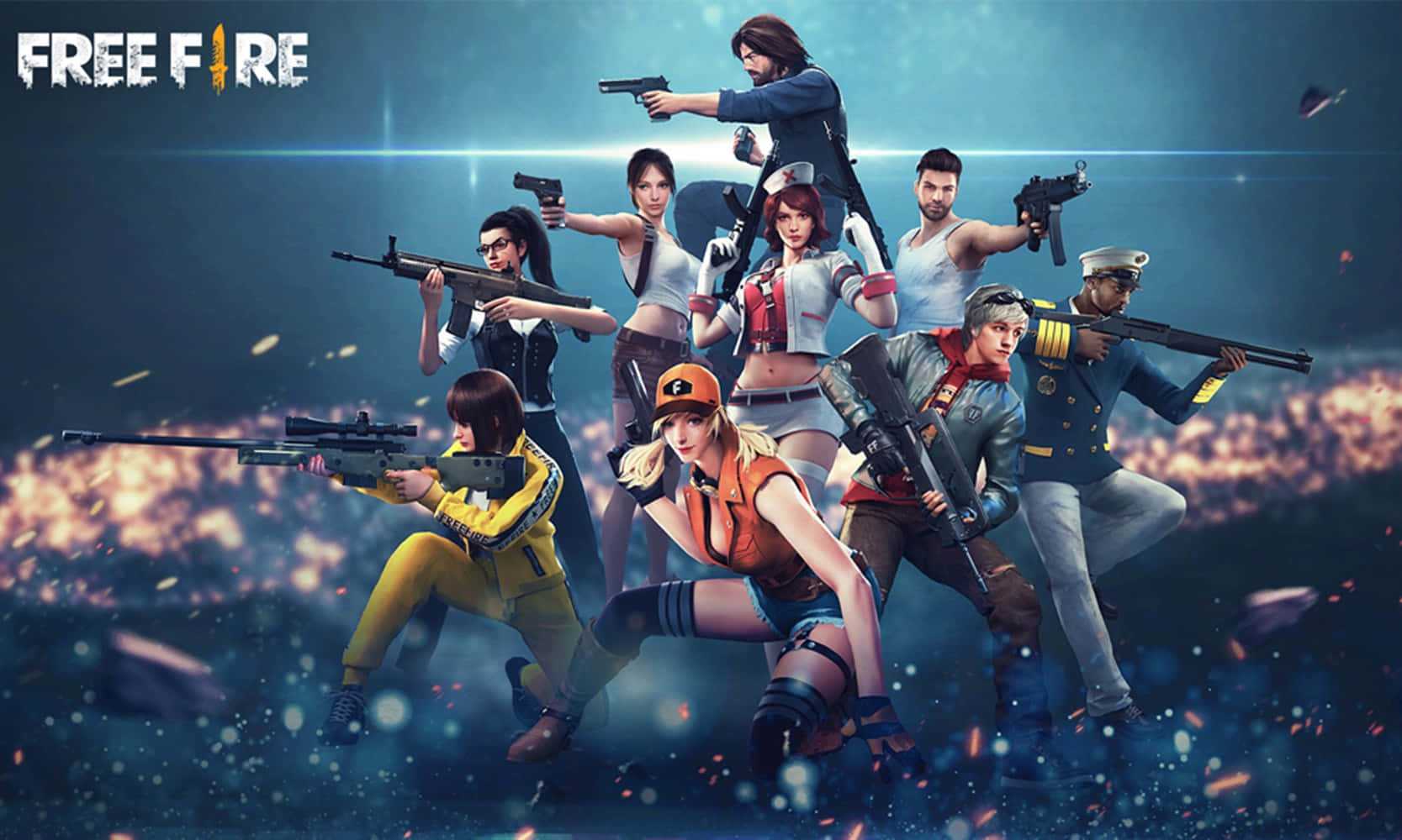Free Fire Chrono, game characters, combat poses, HD Desktop Wallpaper