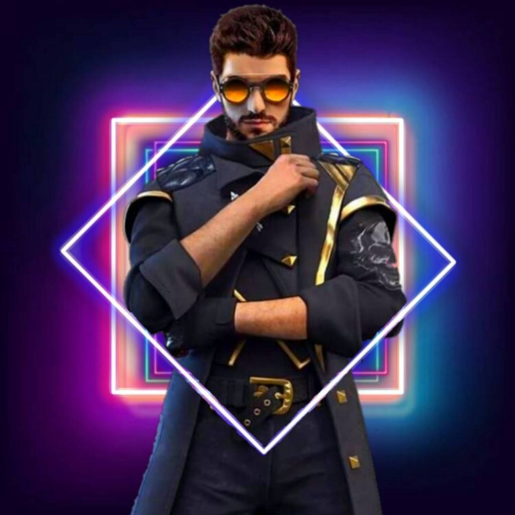Free Fire Dj Alok, neon wave, black and gold trench coat, SD Desktop Wallpaper