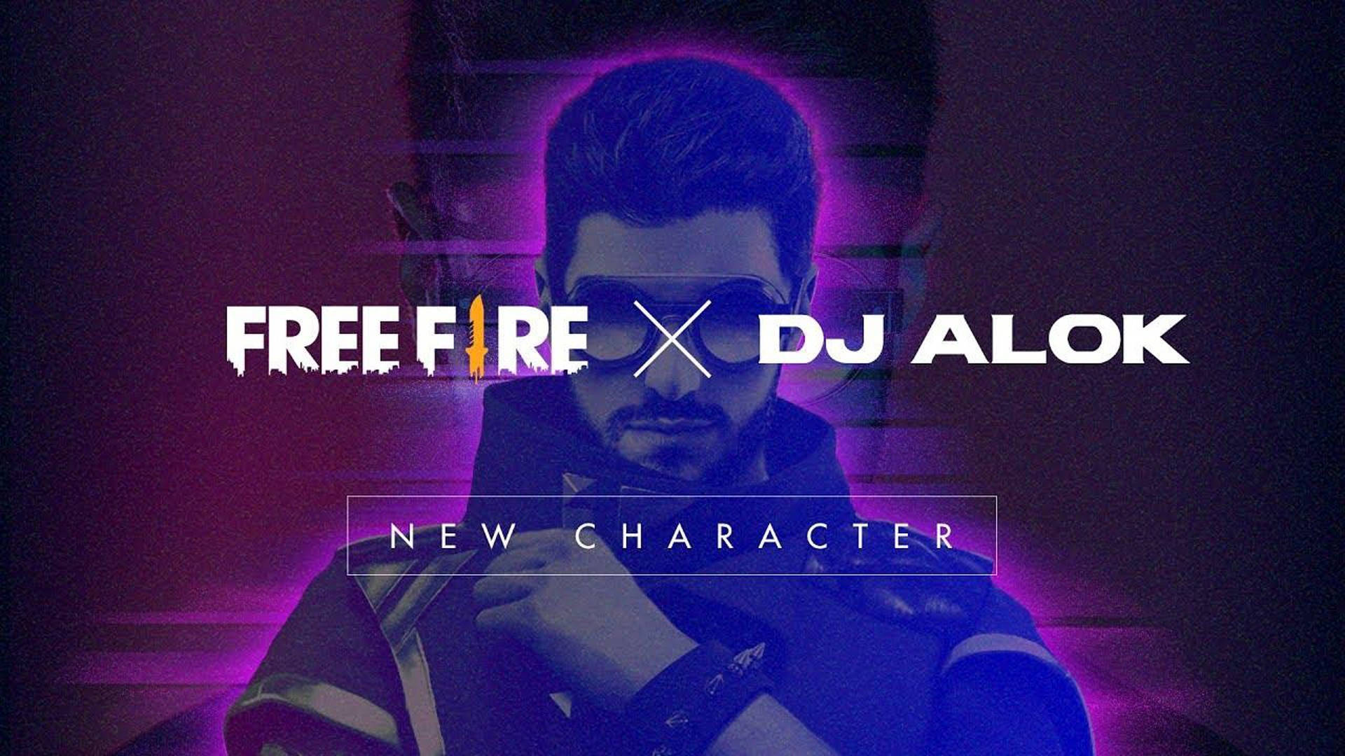 Free Fire, DJ Alok, purple neon light, Full HD Desktop Wallpaper