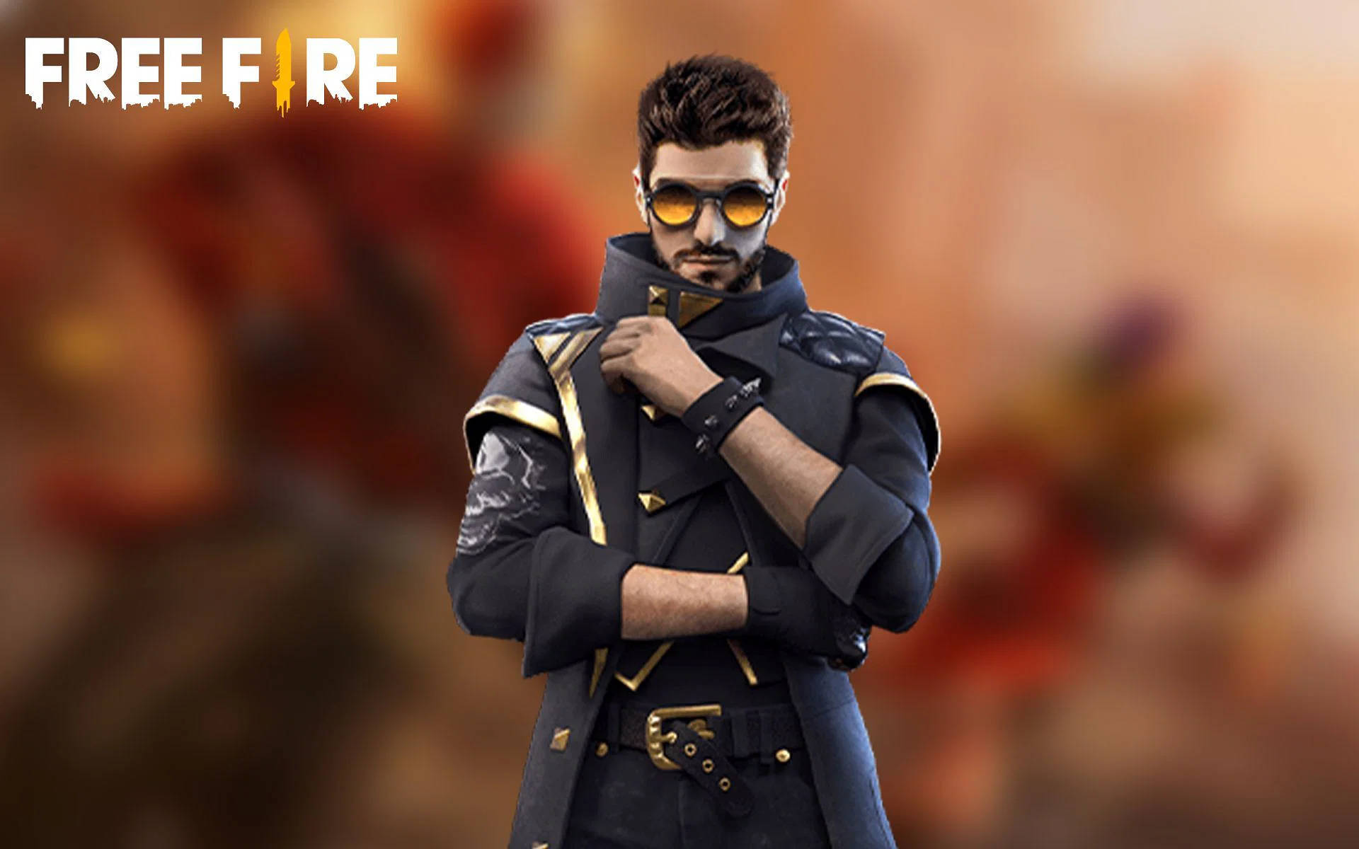 Free Fire, DJ Alok, dark blue and gold trench coat, Full HD Desktop Wallpaper