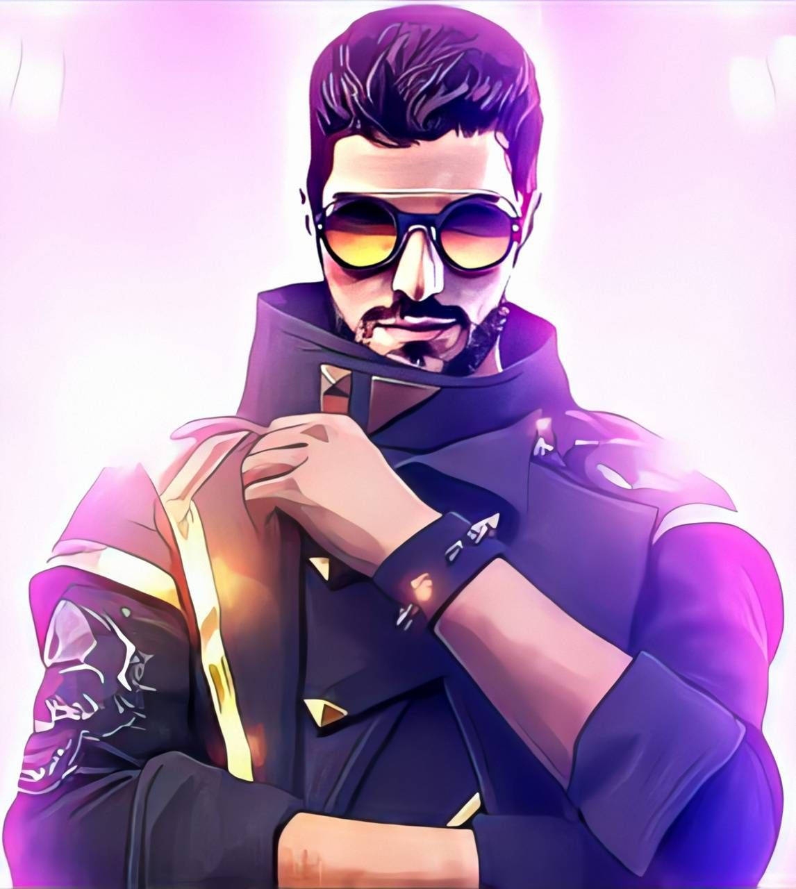 Free Fire DJ Alok, purple jacket, glowing pink background, HD Phone Wallpaper