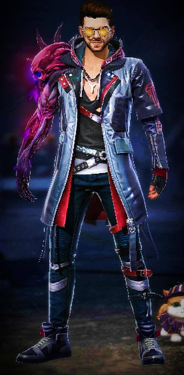 Free Fire, DJ Alok, blue leather trench coat, HD Phone Wallpaper