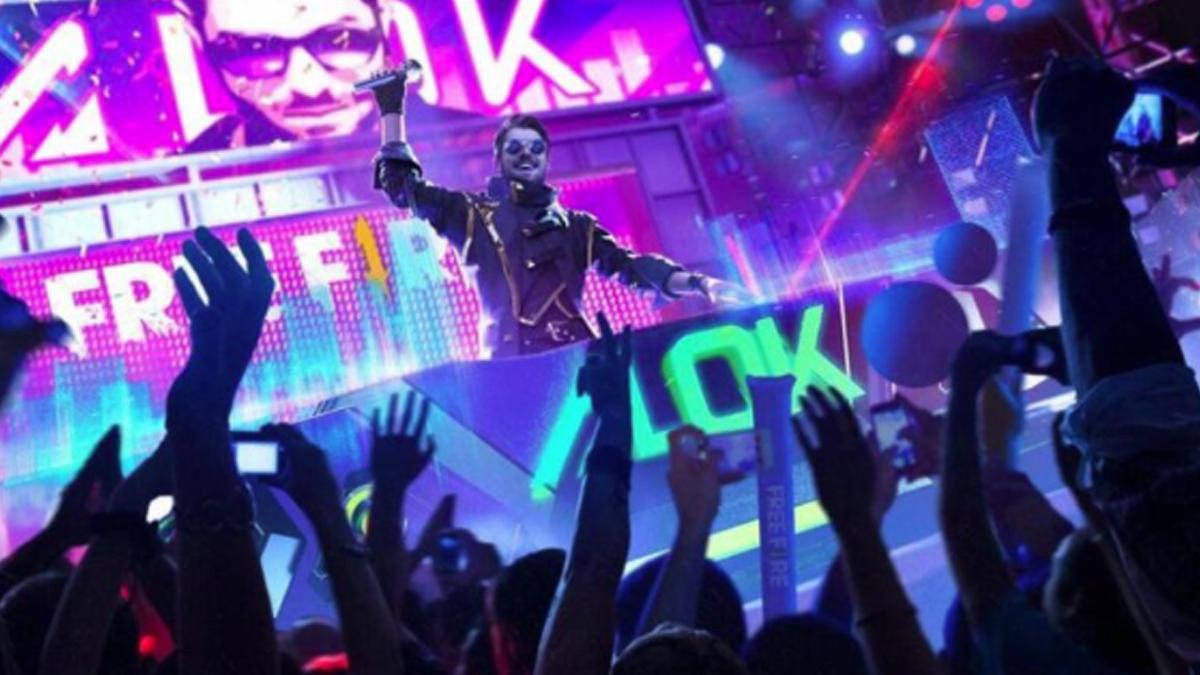 Free Fire DJ Alok, neon purple, neon blue, SD Desktop Wallpaper