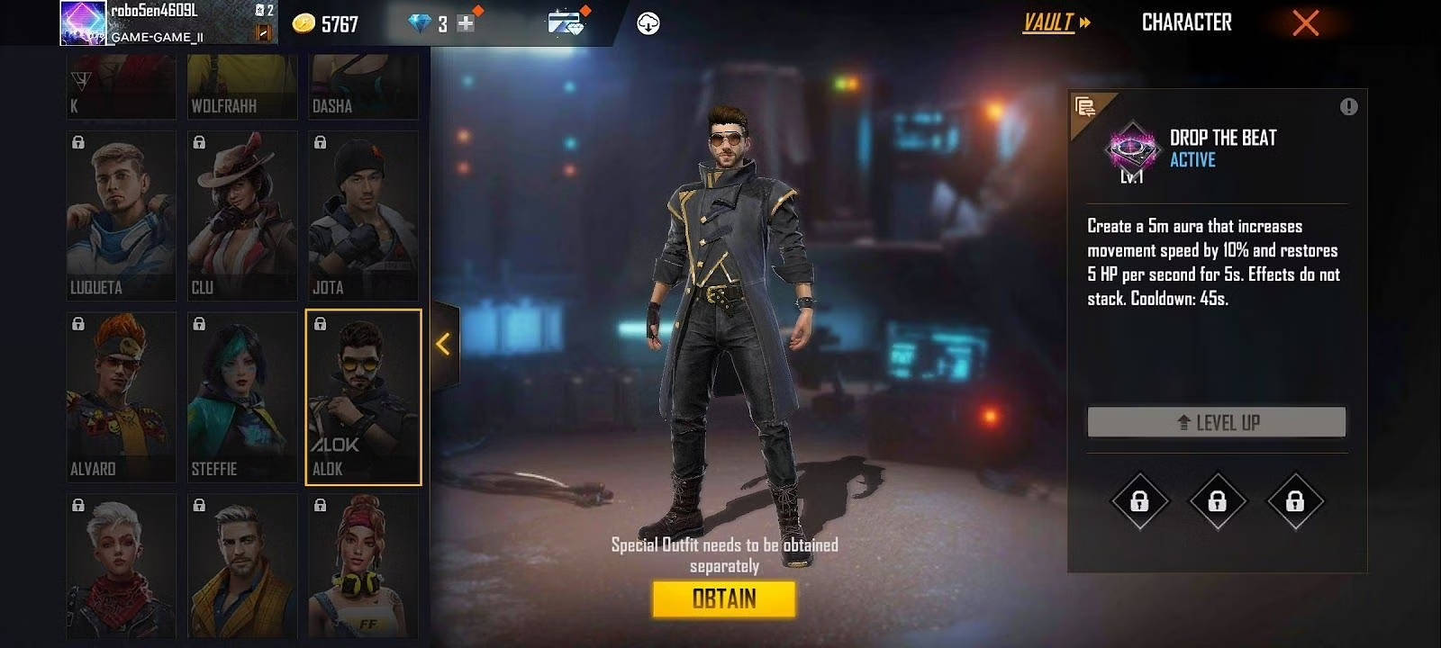 Free Fire, DJ Alok, in-game still cut, HD Desktop Wallpaper