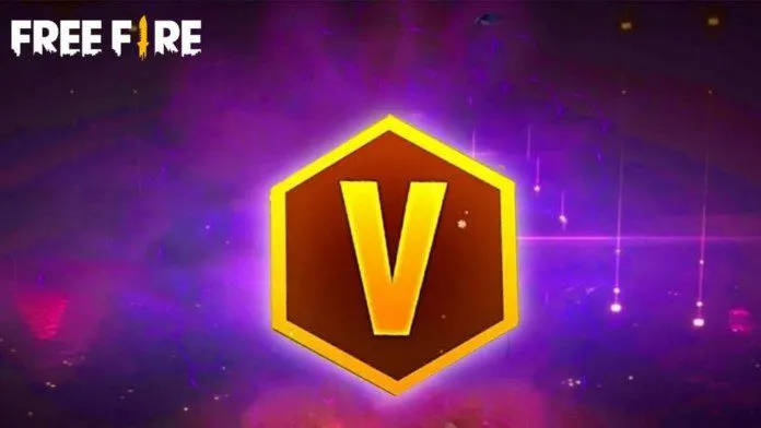 Free Fire V Badge Banner, golden hexagon, V emblem, SD Desktop Wallpaper
