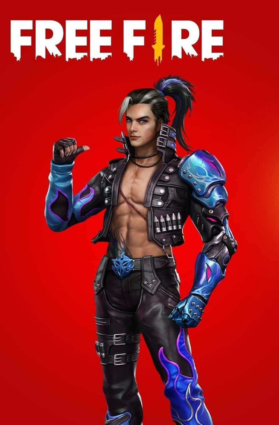 Free Fire Hayato, blue skin, blue flame accents, HD Phone Wallpaper