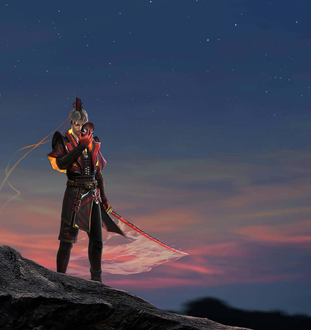 Free Fire Hayato, samurai warrior, red and black armor, SD Phone Wallpaper