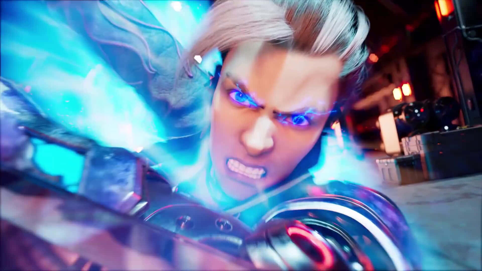 Free Fire Hayato, glowing blue eyes, energy crackles, Full HD Desktop Wallpaper