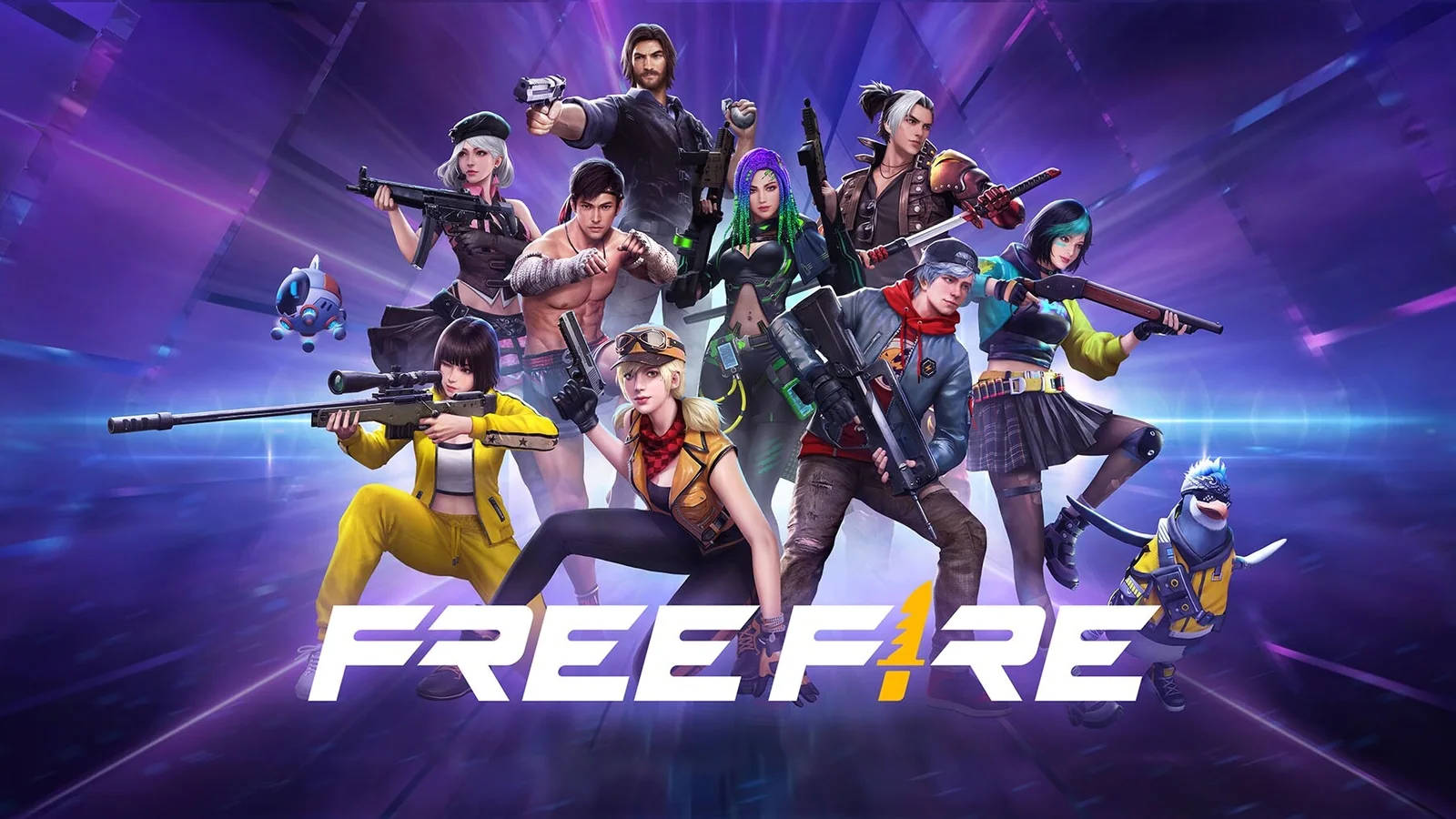 Free Fire, Free Fire logo, glowing purple futuristic background, HD Desktop Wallpaper