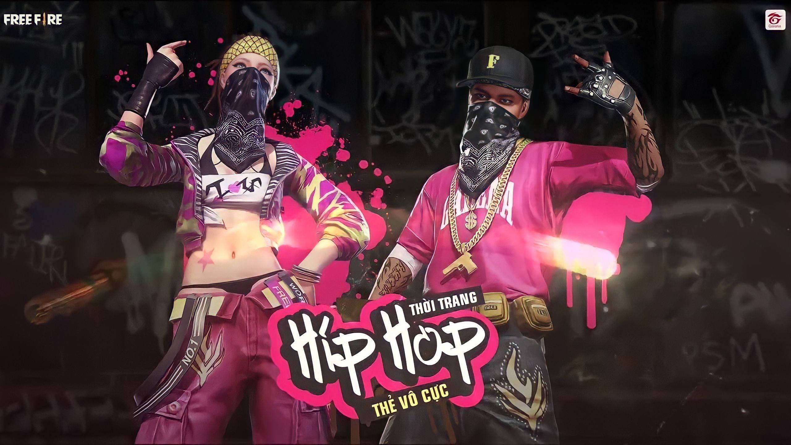 Free Fire Hip Hop Bundle, hip hop characters, vibrant streetwear, 2K Desktop Wallpaper