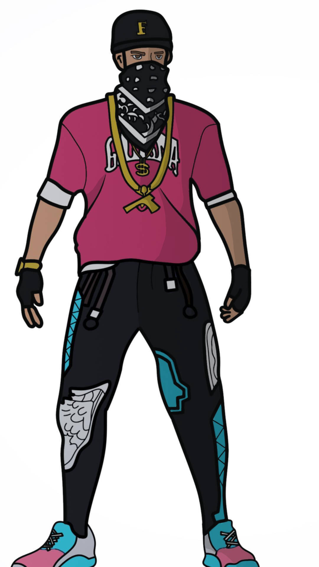 Free Fire Hip Hop Bundle, pink shirt, black pants, Full HD Phone Wallpaper