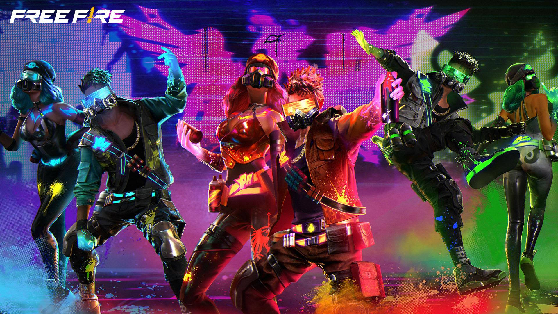 Free Fire Hip Hop Bundle, couple dancers, neon-lit, Full HD Desktop Wallpaper