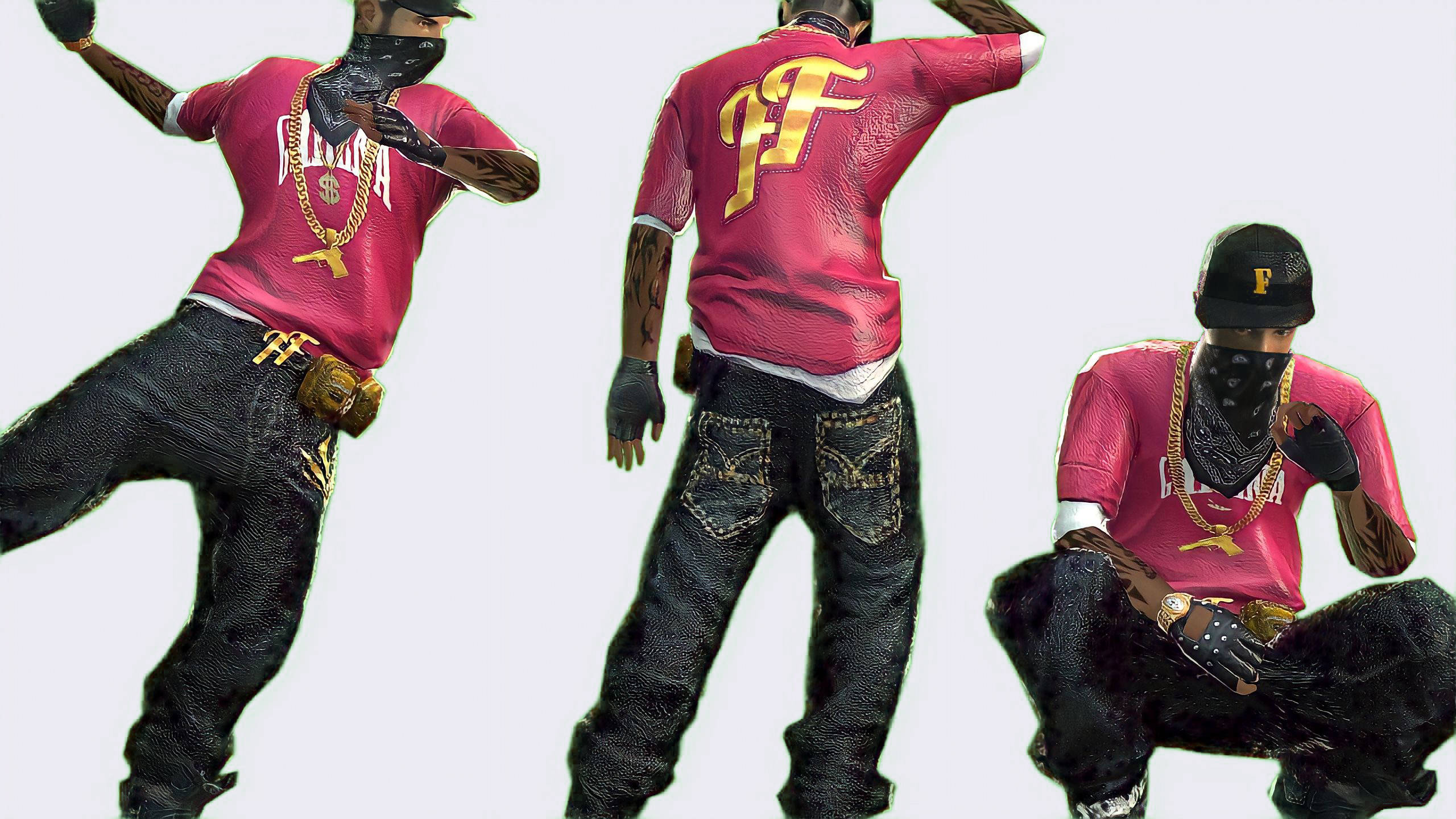 Free Fire Hip Hop Bundle, pink jerseys, black jeans, 2K Desktop Wallpaper