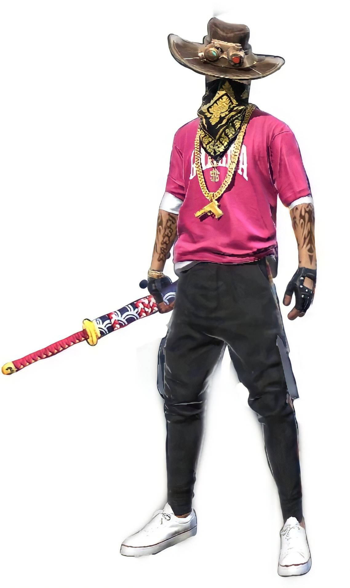Free Fire Hip Hop Bundle, cowboy hat, pink shirt, HD Phone Wallpaper