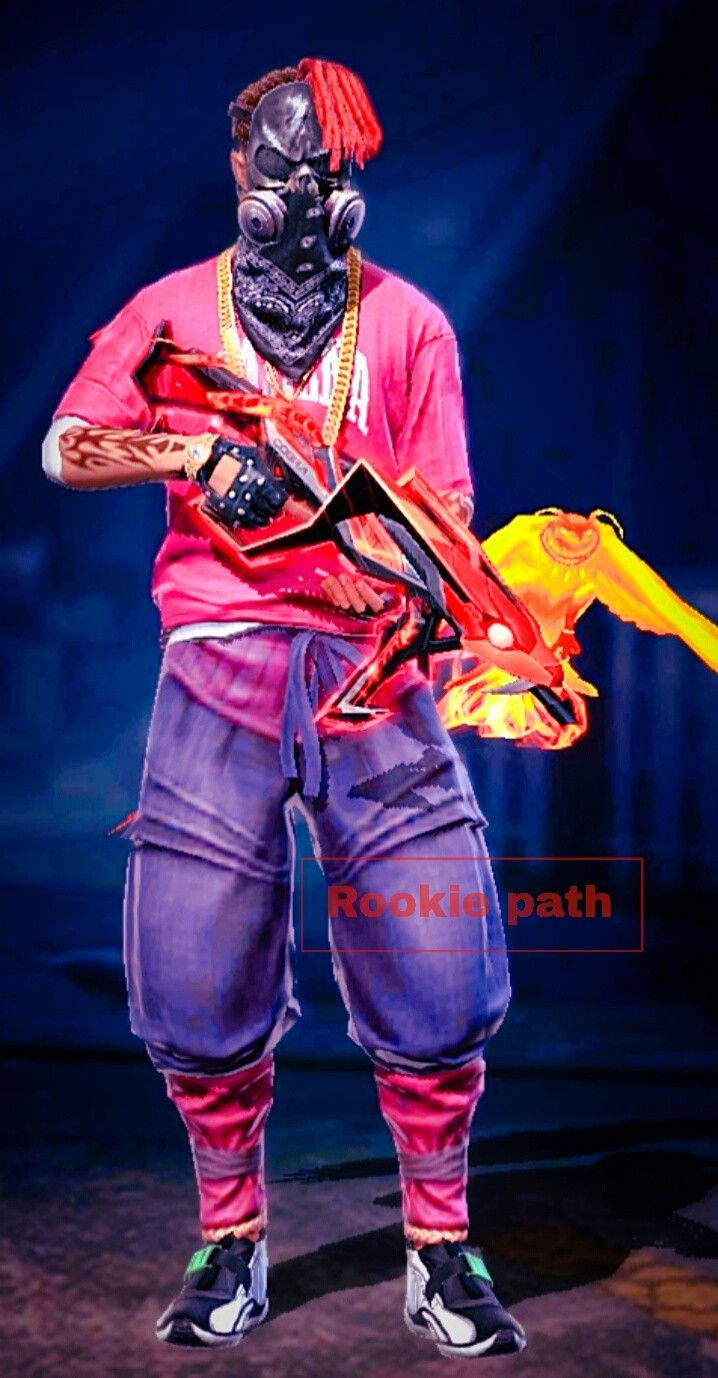 Free Fire Hip Hop Bundle, glowing red weapon, pink shirt, HD Phone Wallpaper