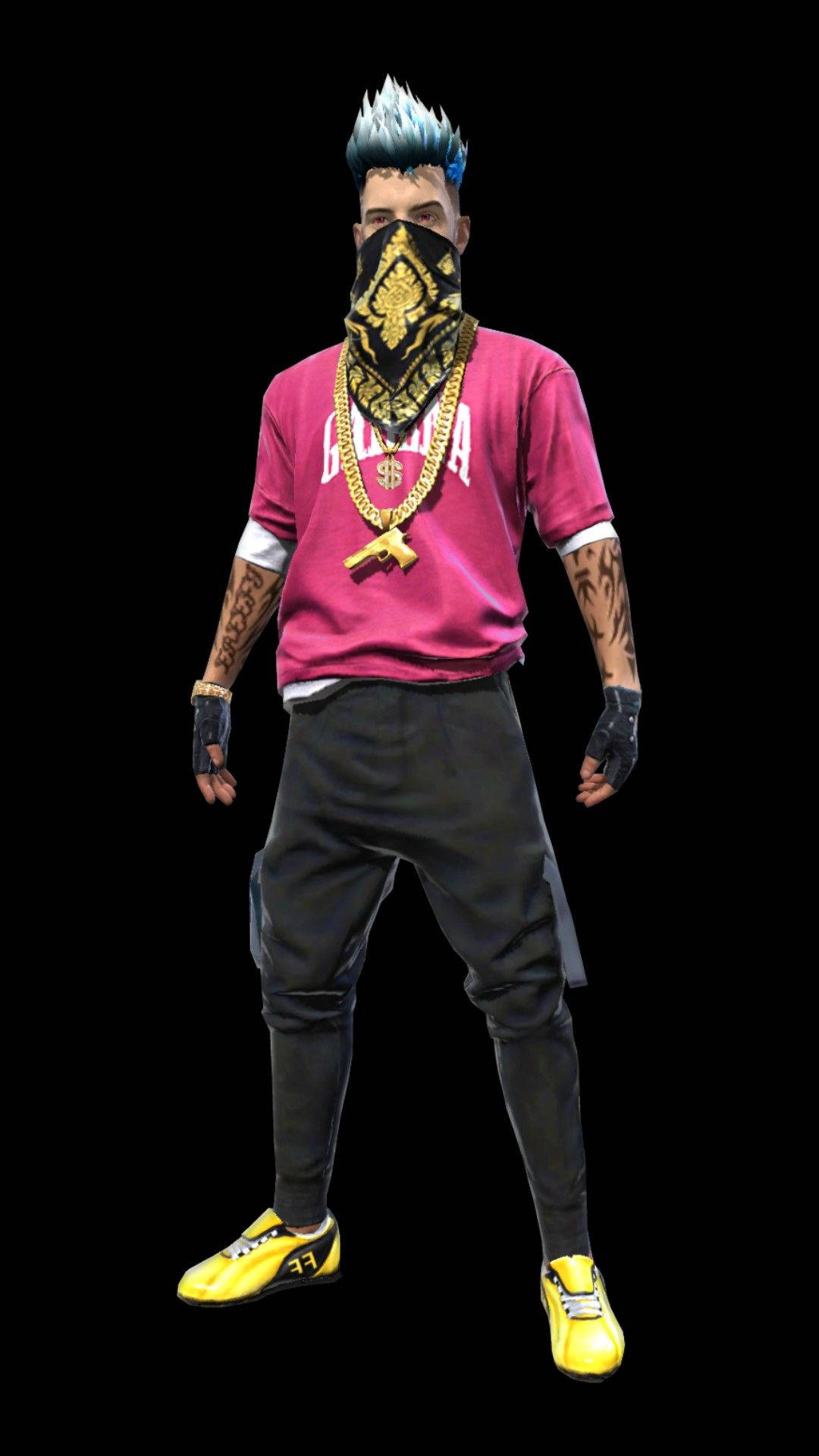 Free Fire, Hip Hop Skin, blue spiky hair, Full HD Phone Wallpaper