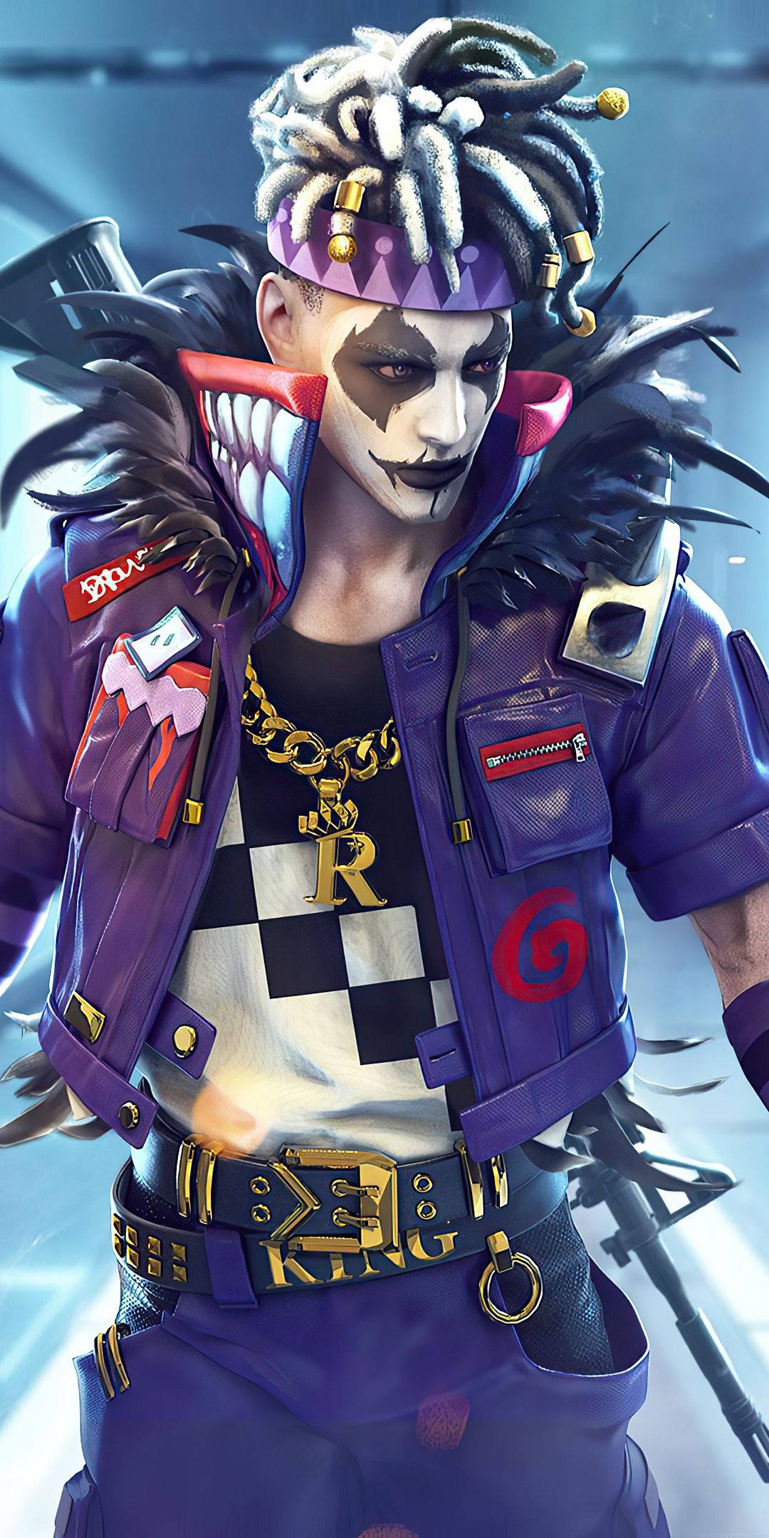 Free Fire Joker, dreadlocks, clown makeup, Full HD Phone Wallpaper