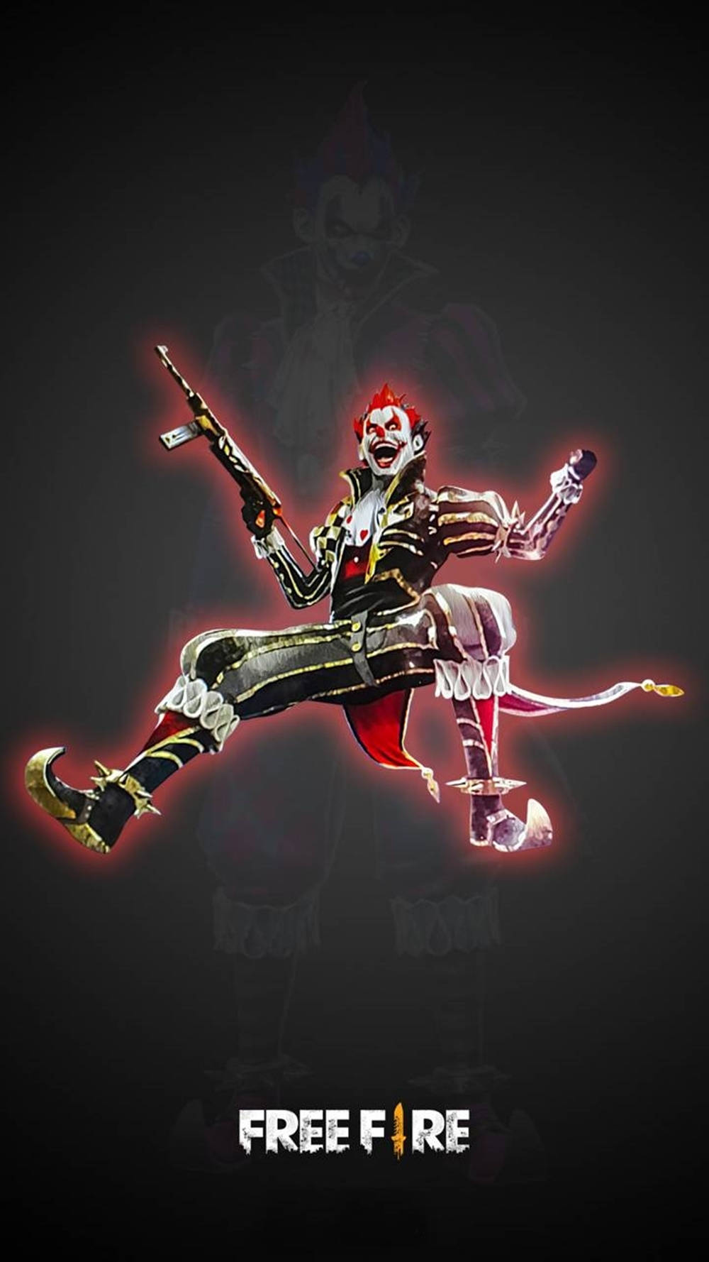 Free Fire Joker, clown warrior, glowing weapons, HD Phone Wallpaper