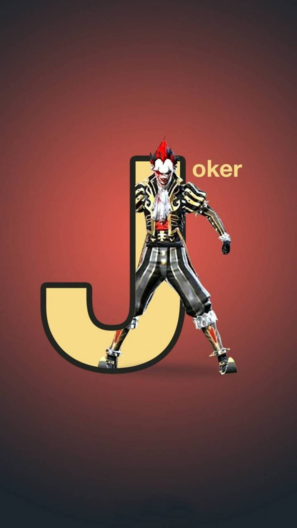 Free Fire Joker, black and gold striped suit, large yellow letter J, HD Phone Wallpaper