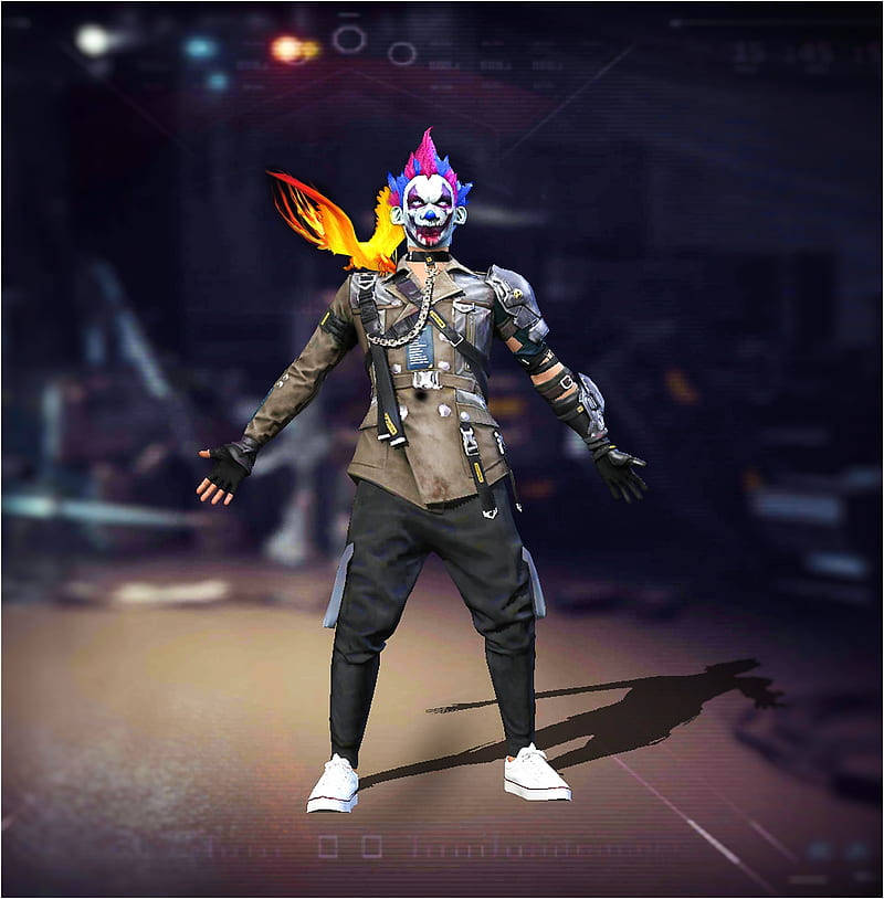 Free Fire Joker, cyberpunk gear, fiery wings, SD Phone Wallpaper