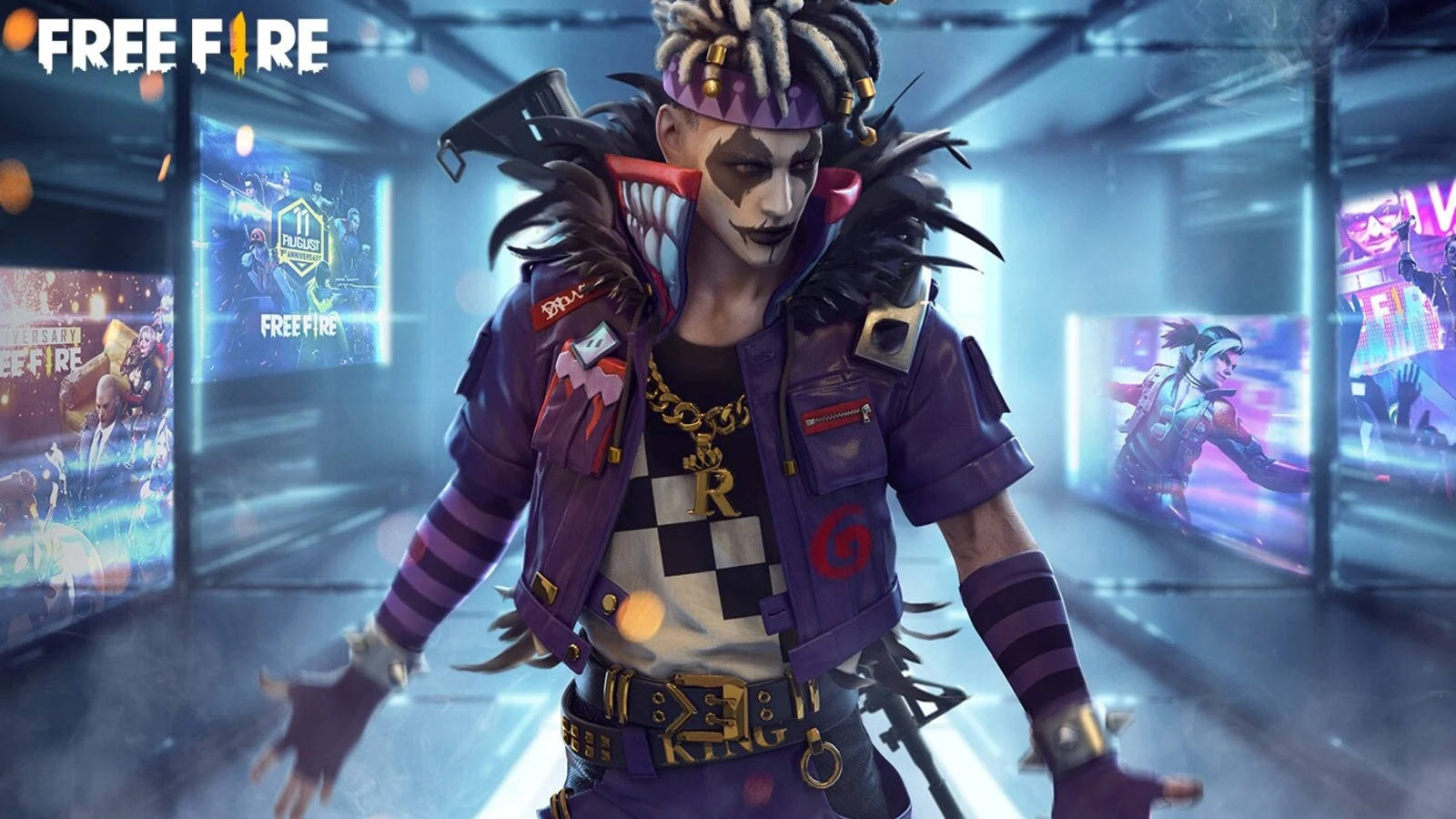 Free Fire, clown, dreadlocks, HD Desktop Wallpaper