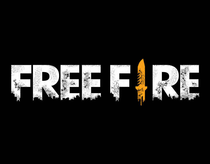 Free Fire, minimalist logo, white distressed text, SD Desktop Wallpaper