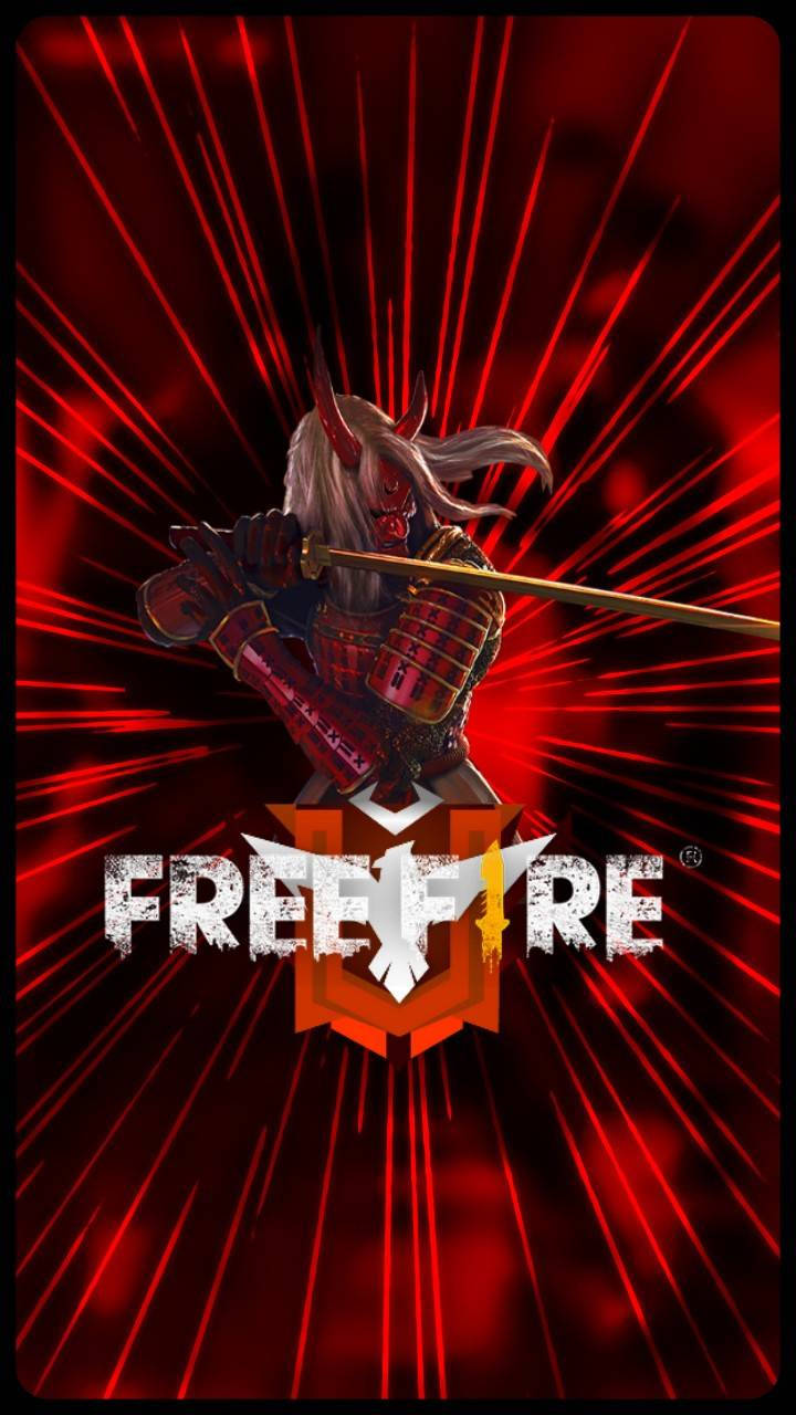 Free Fire logo, demonic samurai warrior, red armor, HD Phone Wallpaper