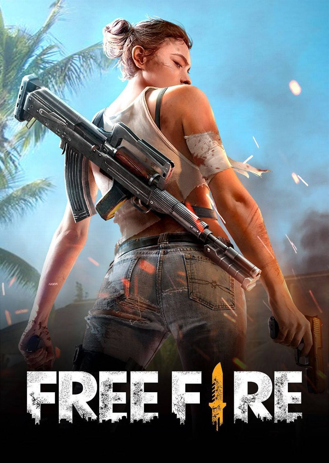 Free Fire Logo, armed woman, female soldier, HD Phone Wallpaper
