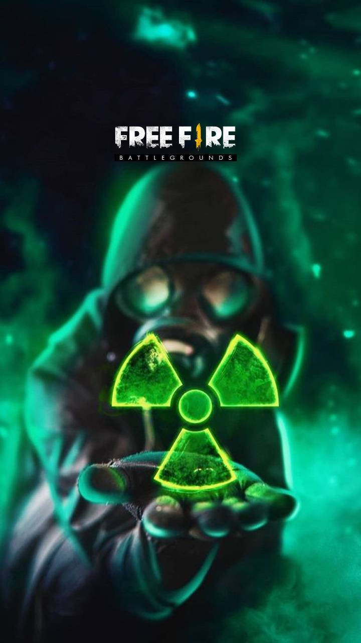 Free Fire Logo, radioactive sign, glowing green, HD Phone Wallpaper
