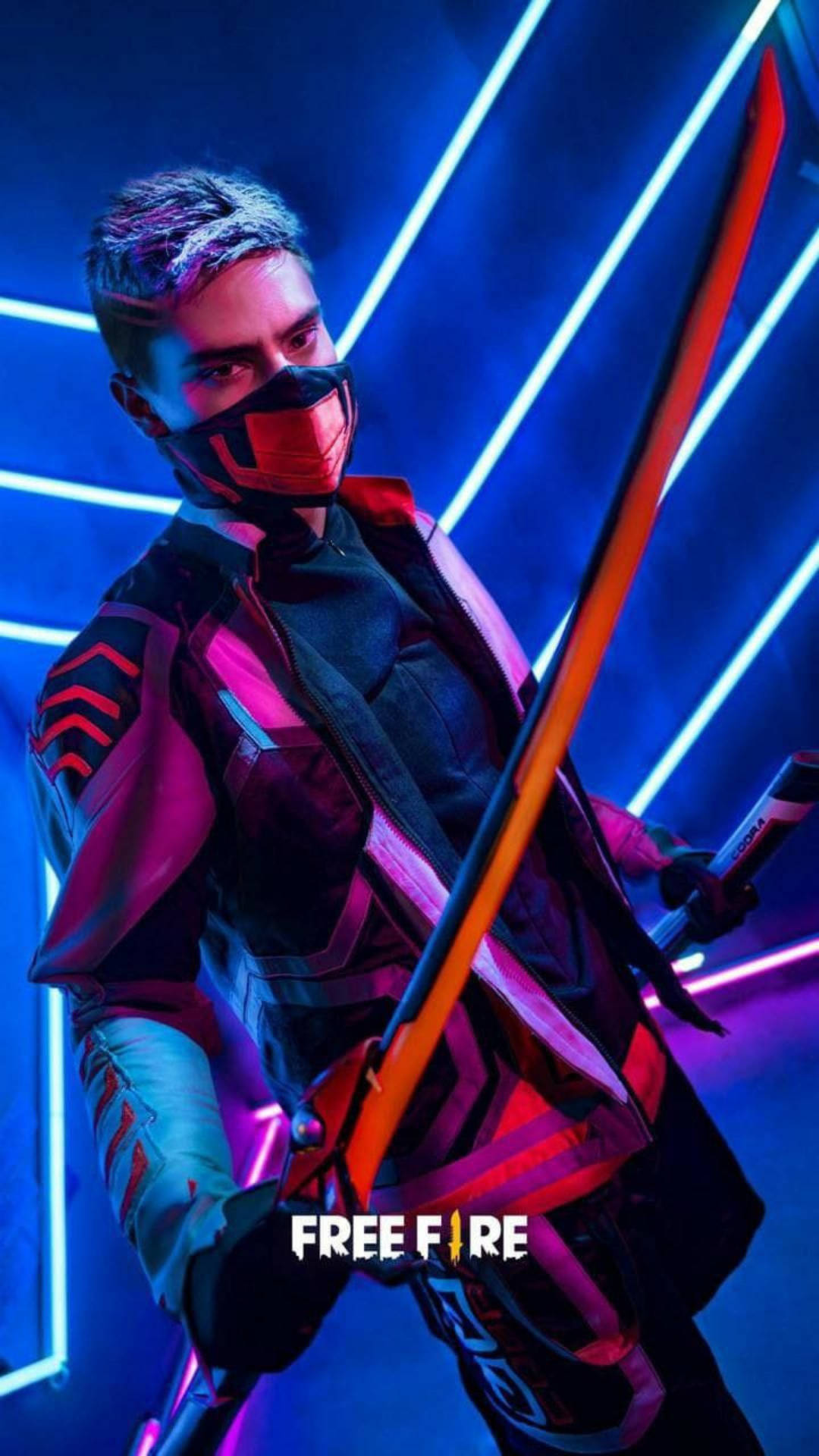 Free Fire Season 1, masked gamer, glowing sword, Full HD Phone Wallpaper