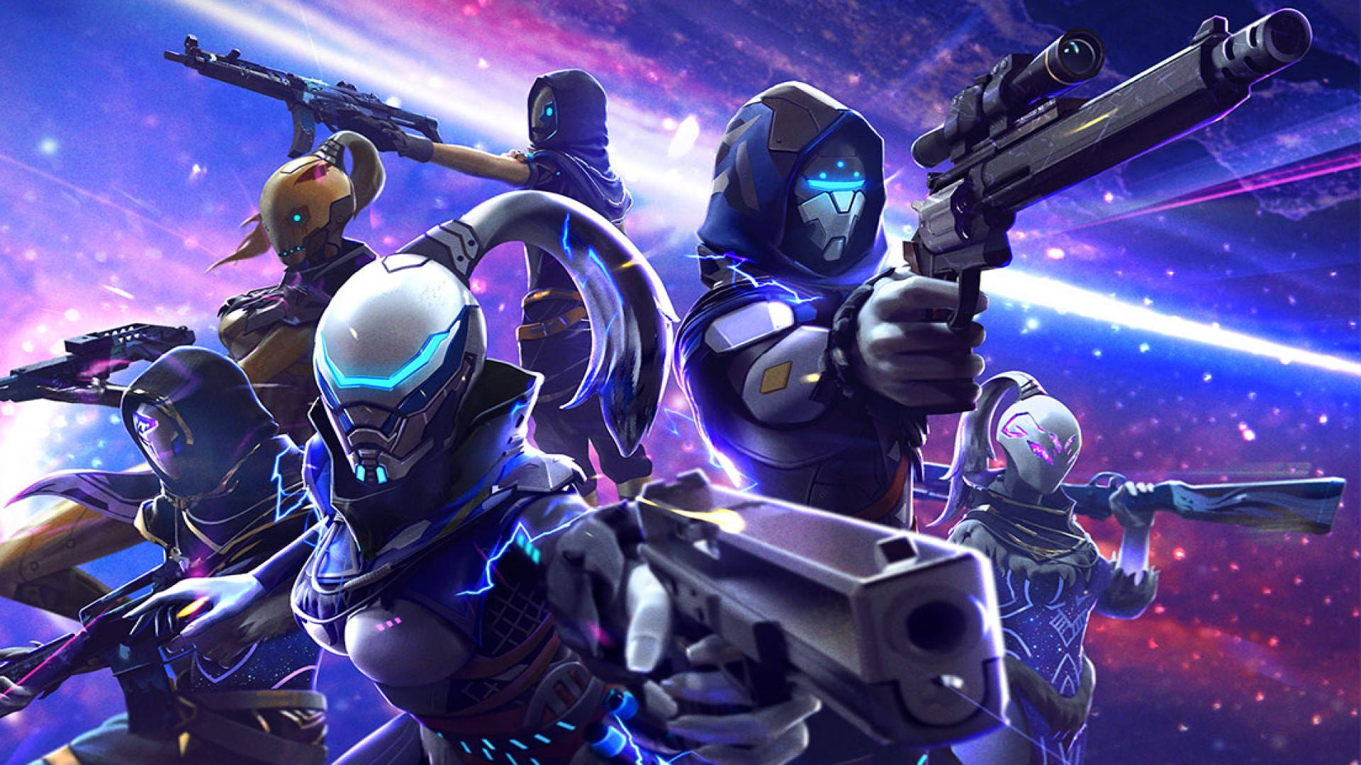 Free Fire, cyber robots, glowing helmets, Full HD Desktop Wallpaper