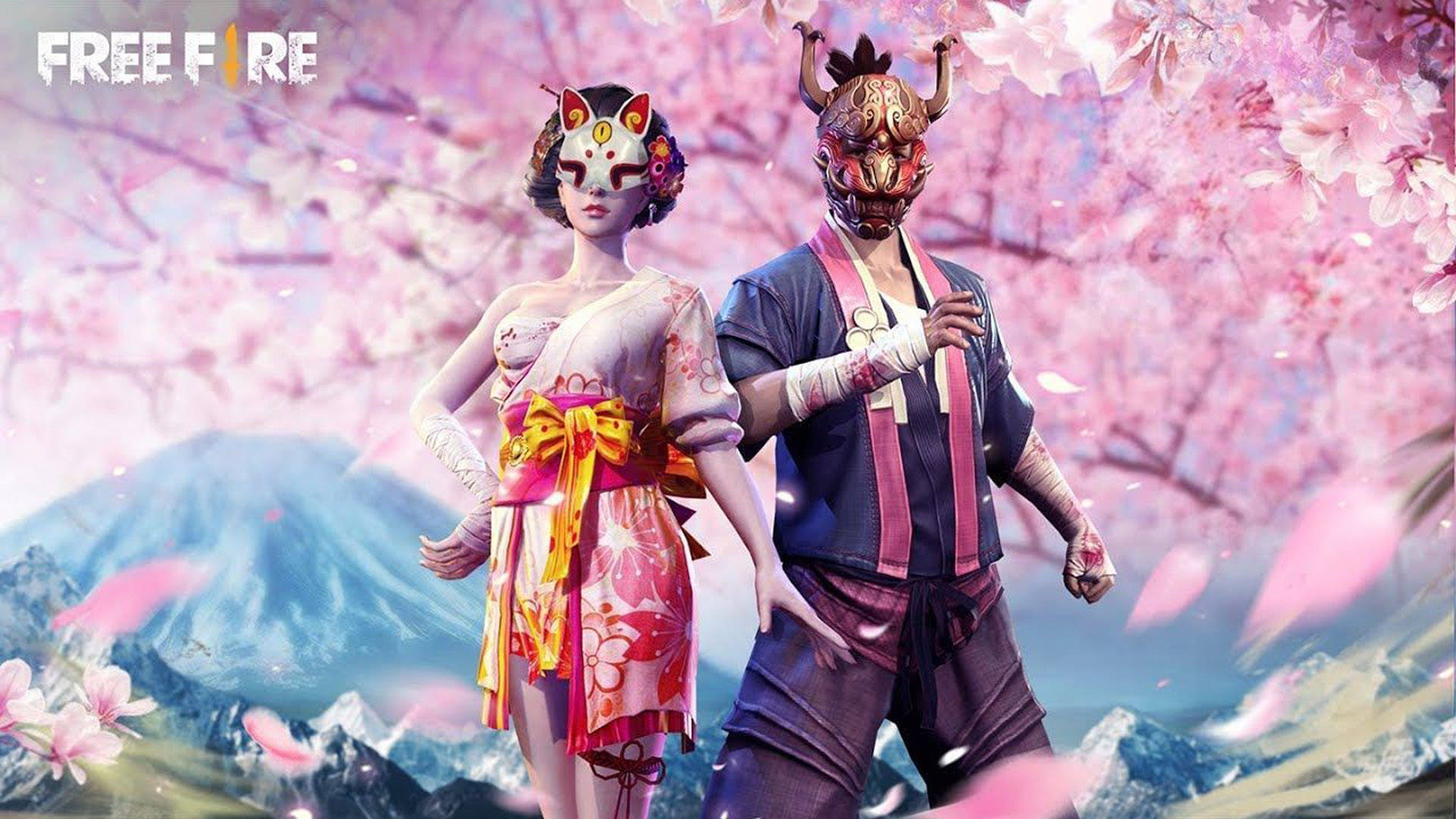 Cherry Blossom Tree, Mountain, Free Fire, Full HD Desktop Wallpaper