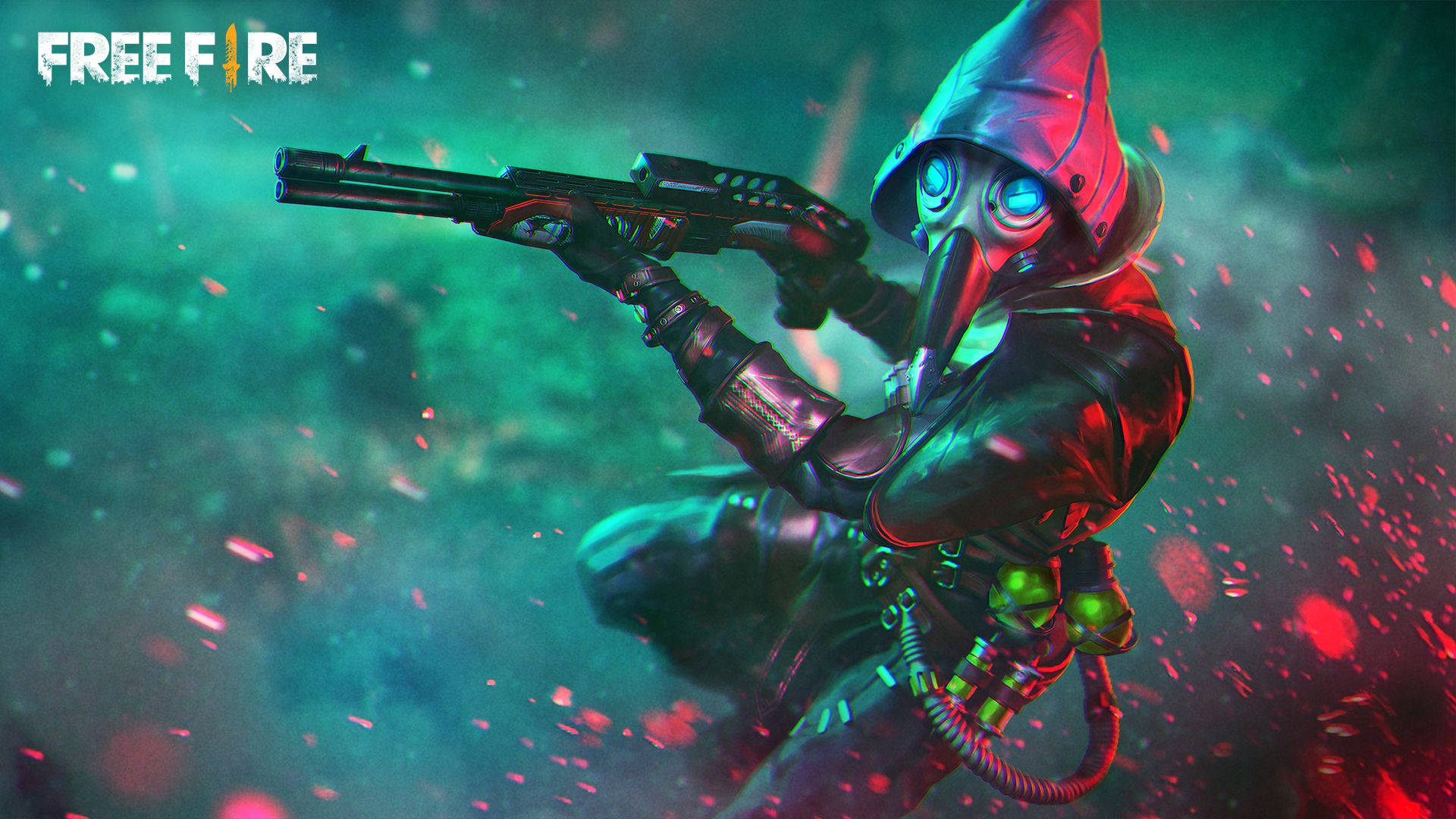 Free Fire, plague doctor outfit, shotgun, Full HD Desktop Wallpaper