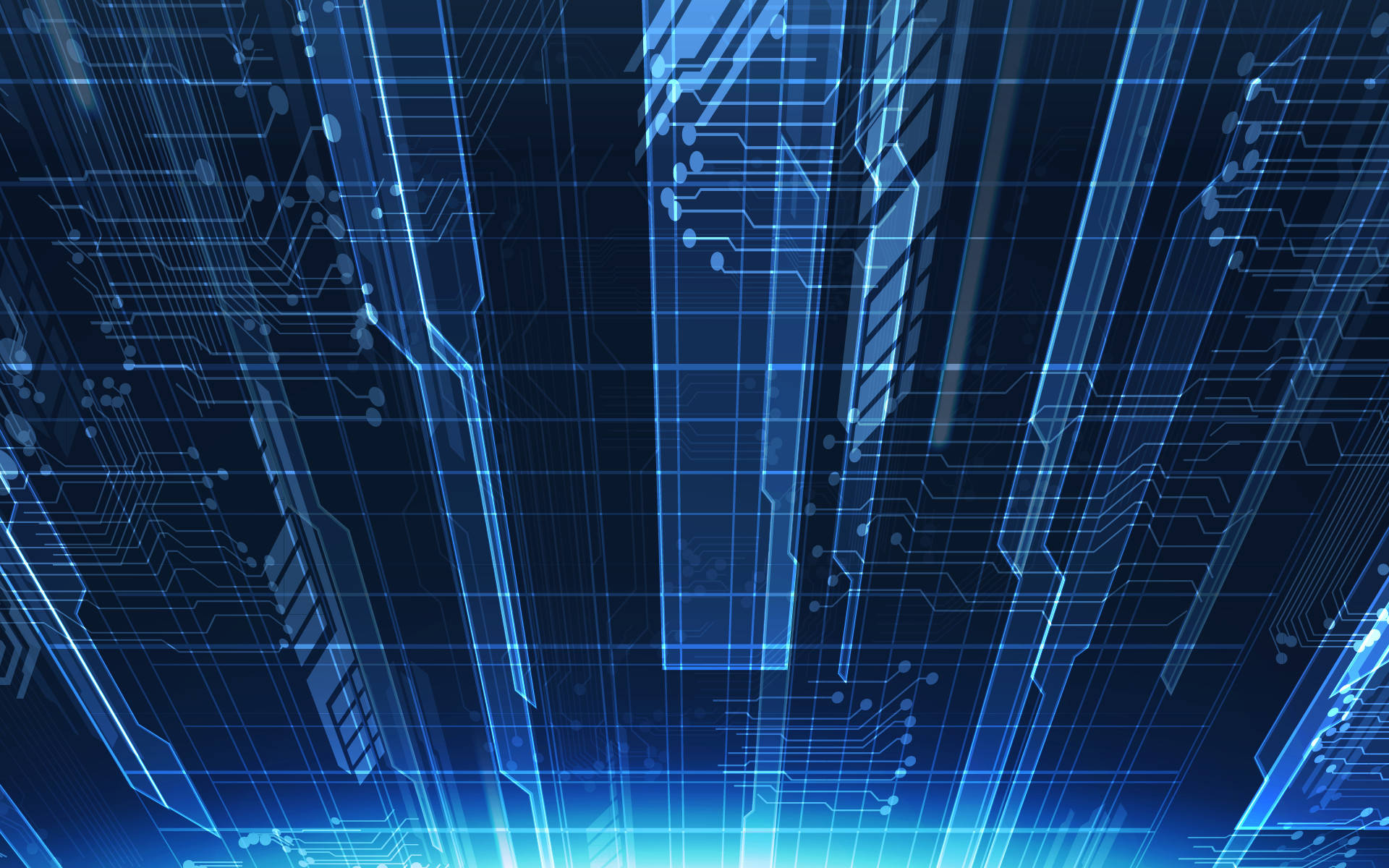 abstract blue cyberspace, futuristic digital circuit board, glowing blue lines, Full HD Desktop Wallpaper