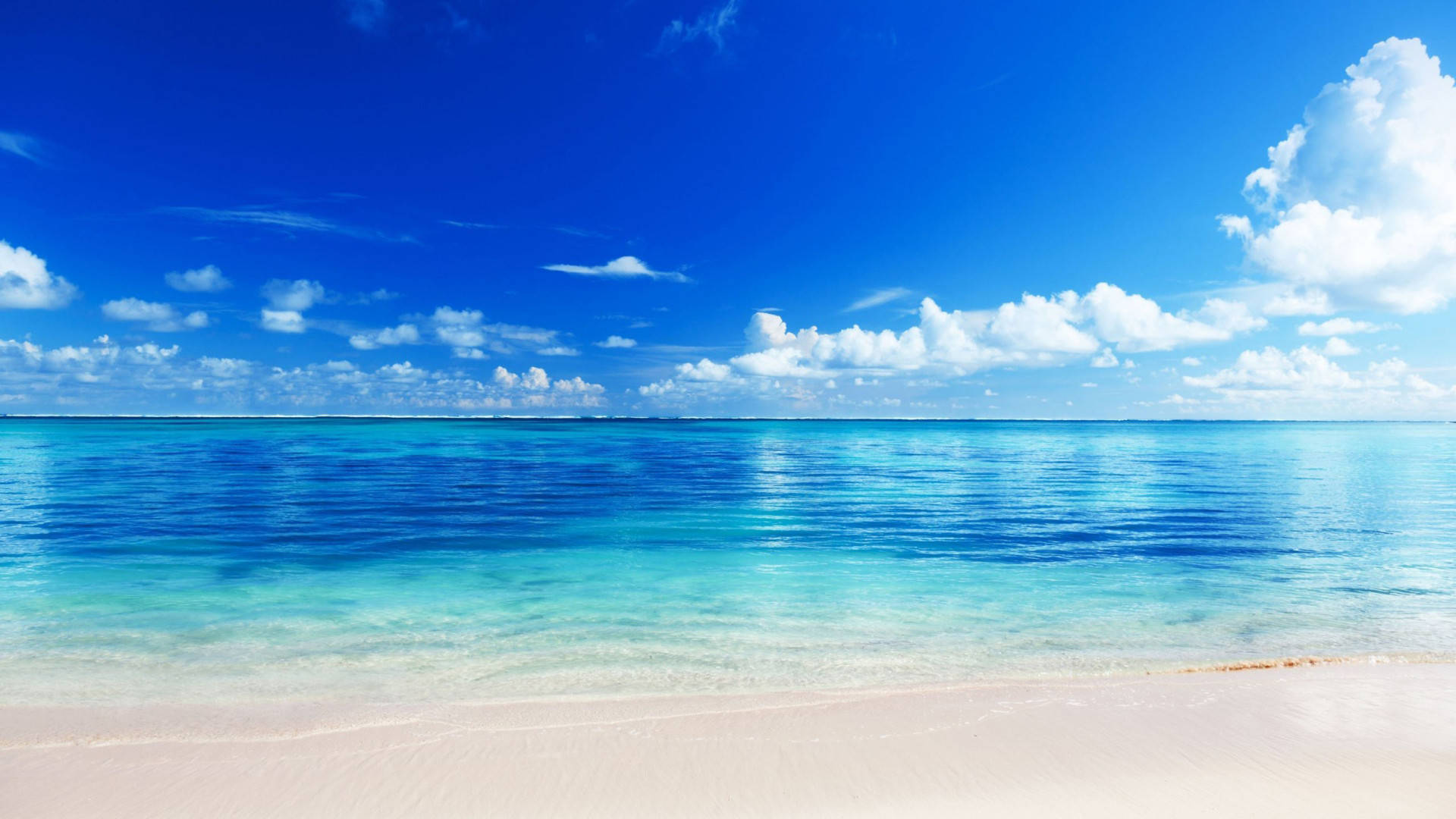tropical beach, turquoise waters, soft white sand, Full HD Desktop Wallpaper