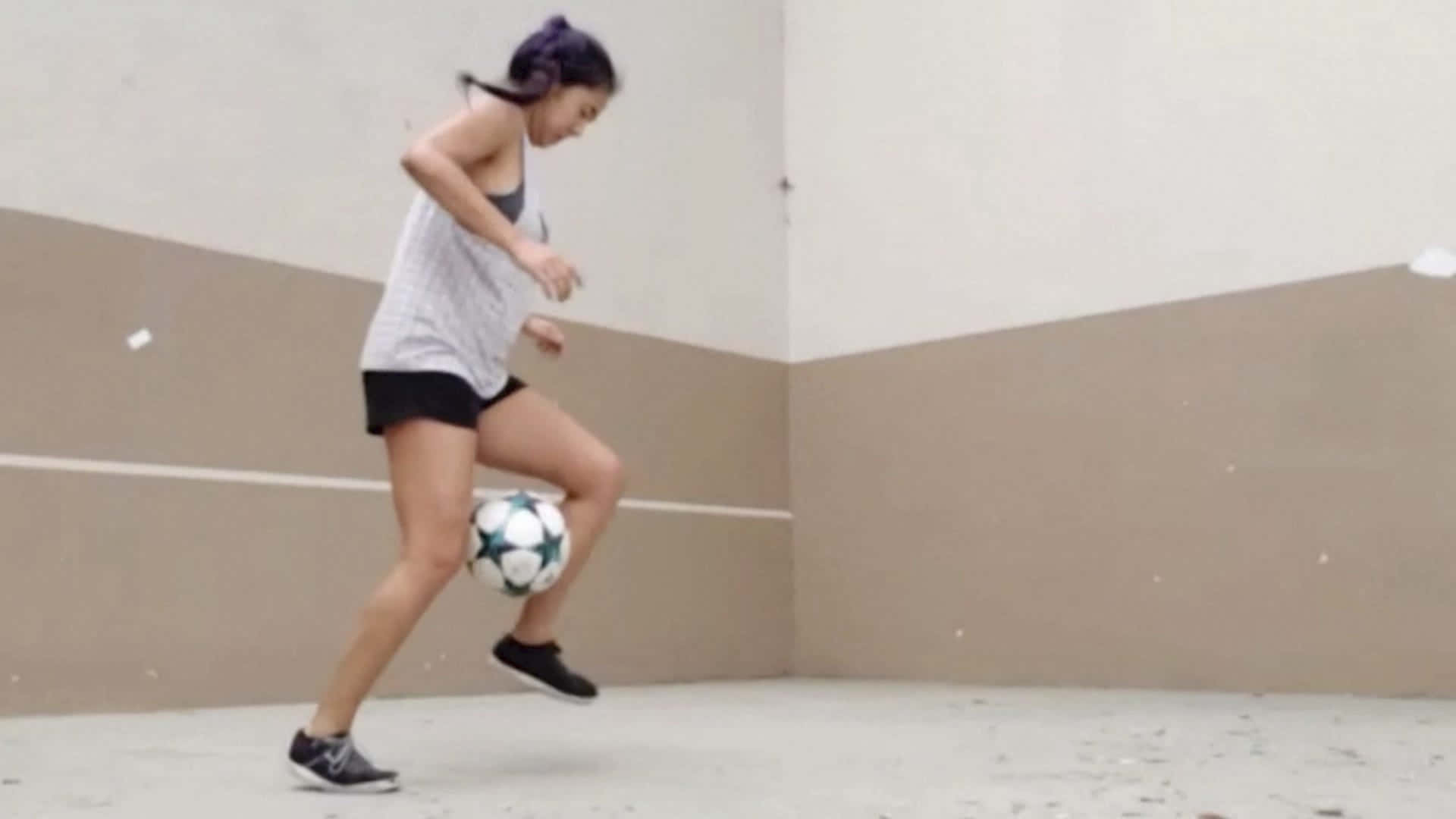 Freestyle Soccer, purple hair, soccer ball, Full HD Desktop Wallpaper