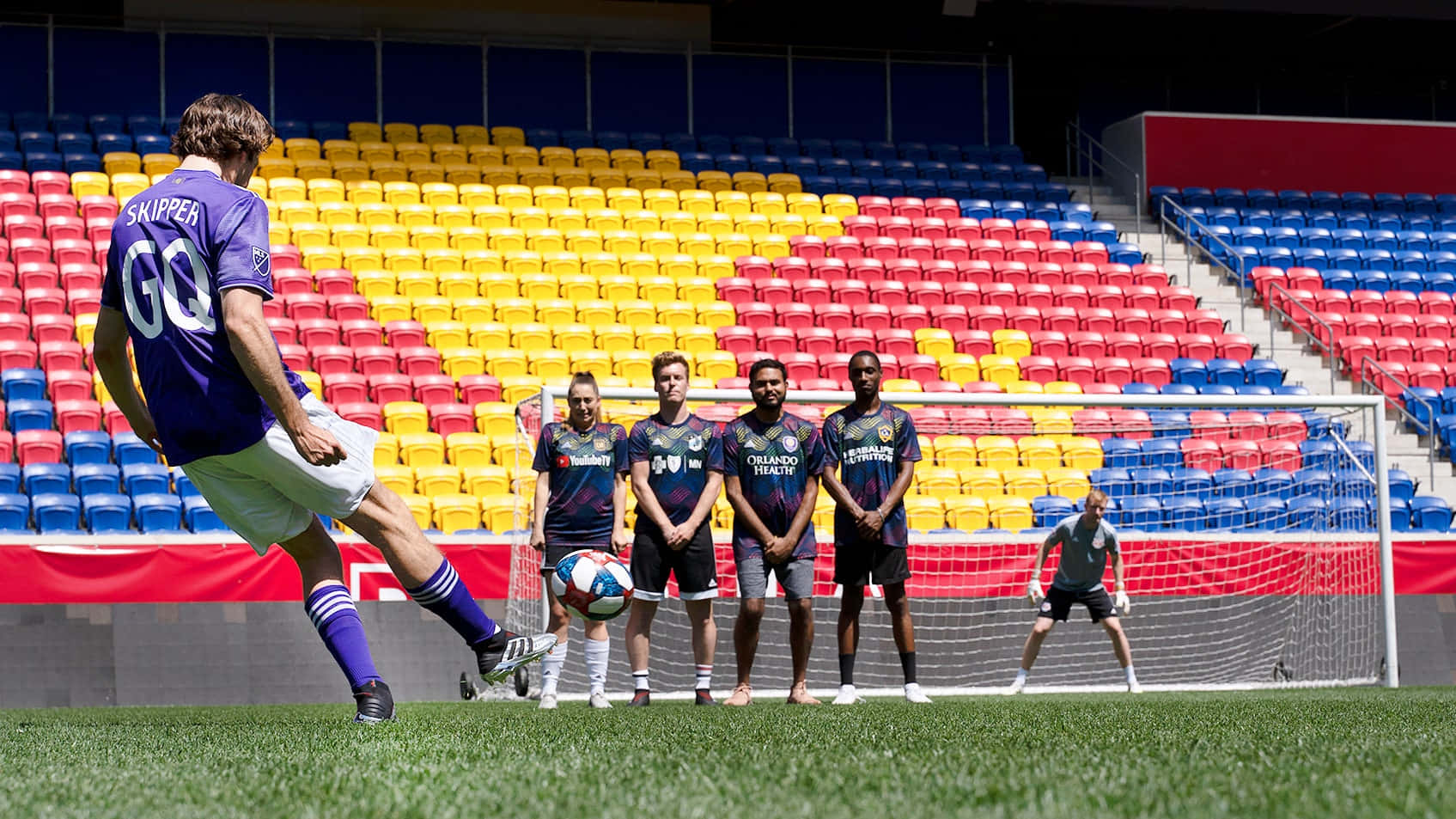 purple, soccer player, free kick, HD Desktop Wallpaper