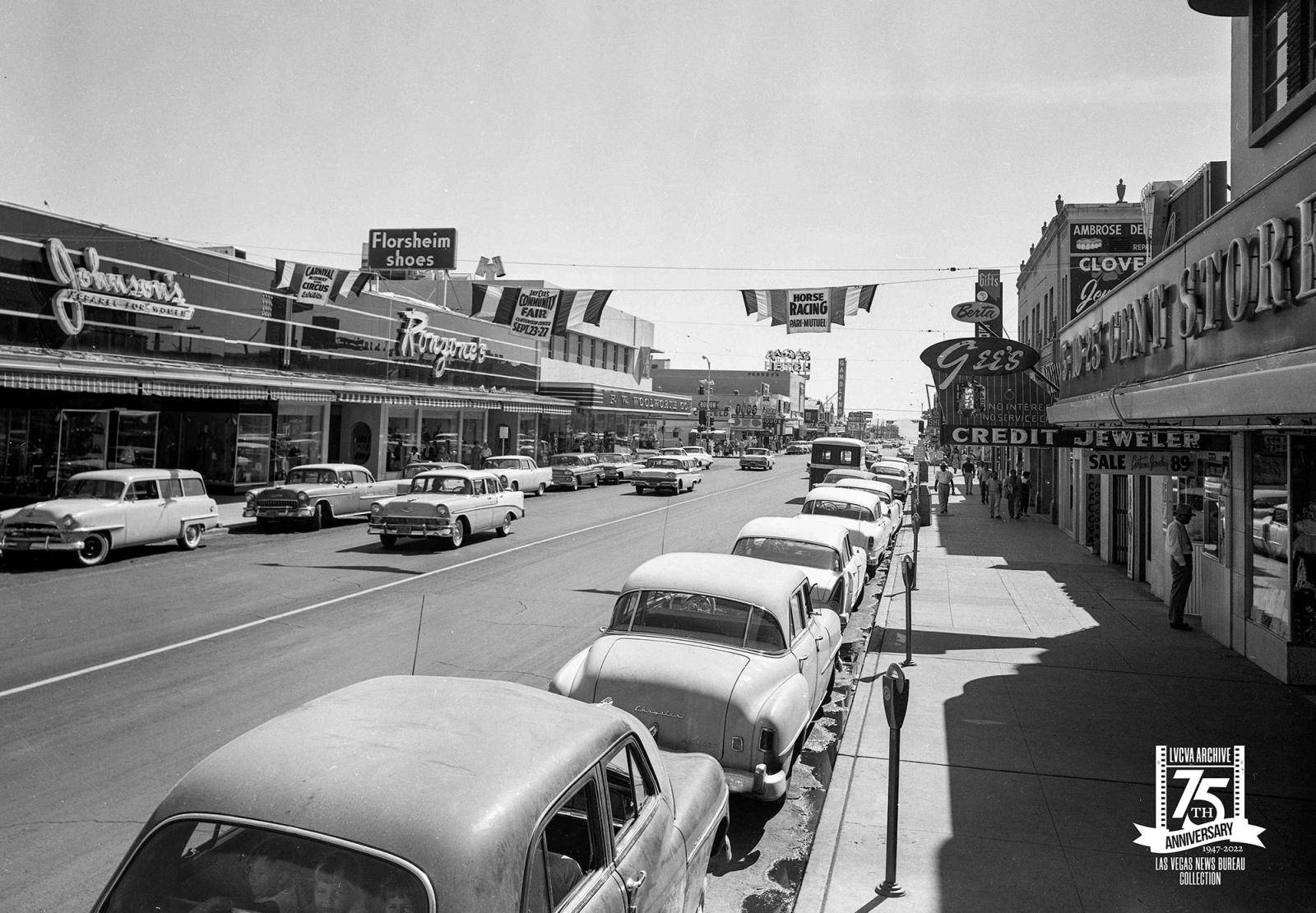 Fremont Street, 1959, mid-century storefronts, HD Desktop Wallpaper