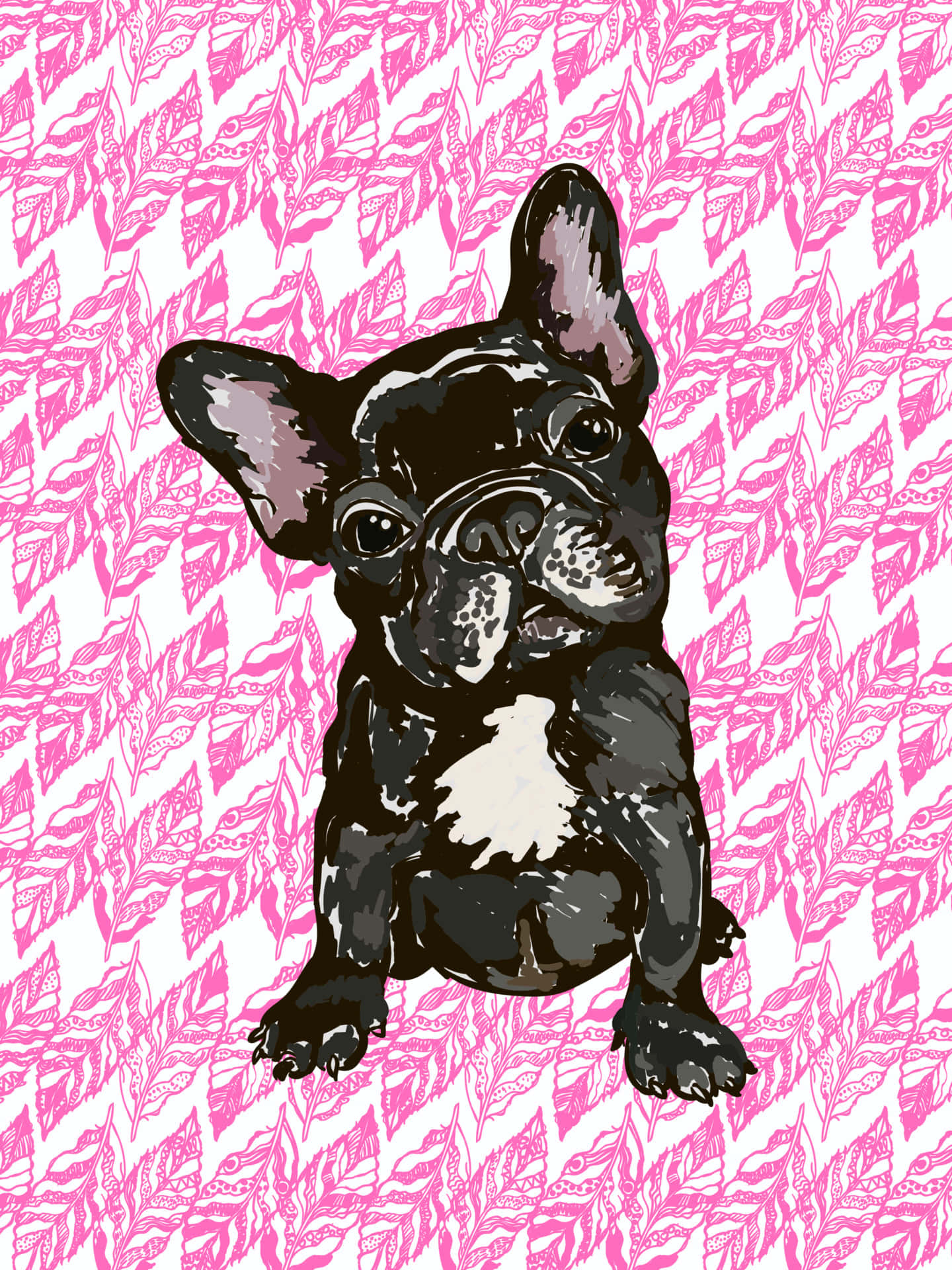 French bulldog, black, white chest, Full HD Phone Wallpaper