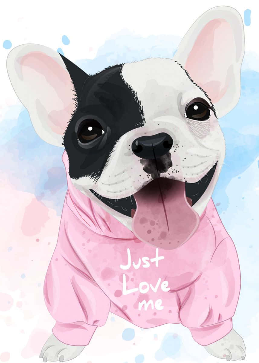 French bulldog, black and white, pink hoodie, SD Phone Wallpaper