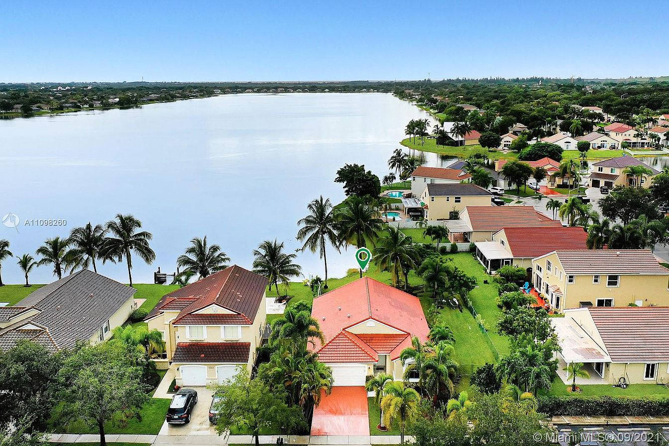 French Guiana, red roofs, palm trees, HD Desktop Wallpaper