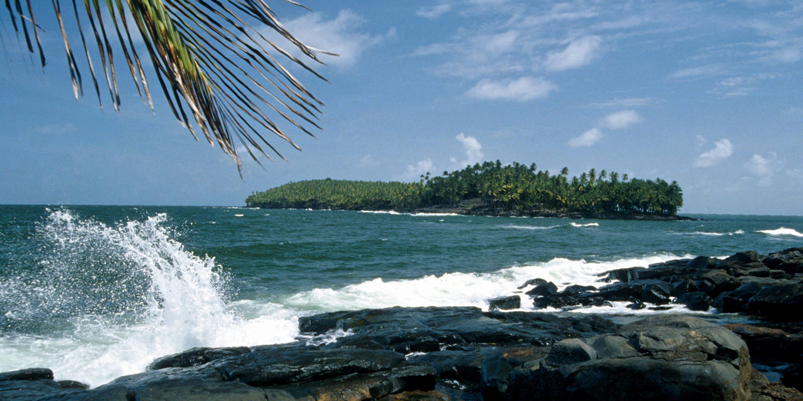 French Guiana, blue water, volcanic rocks, HD Desktop Wallpaper