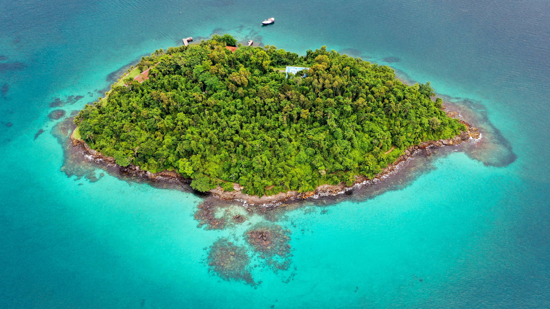 French Guiana, island, lush green tropical island, Full HD Desktop Wallpaper