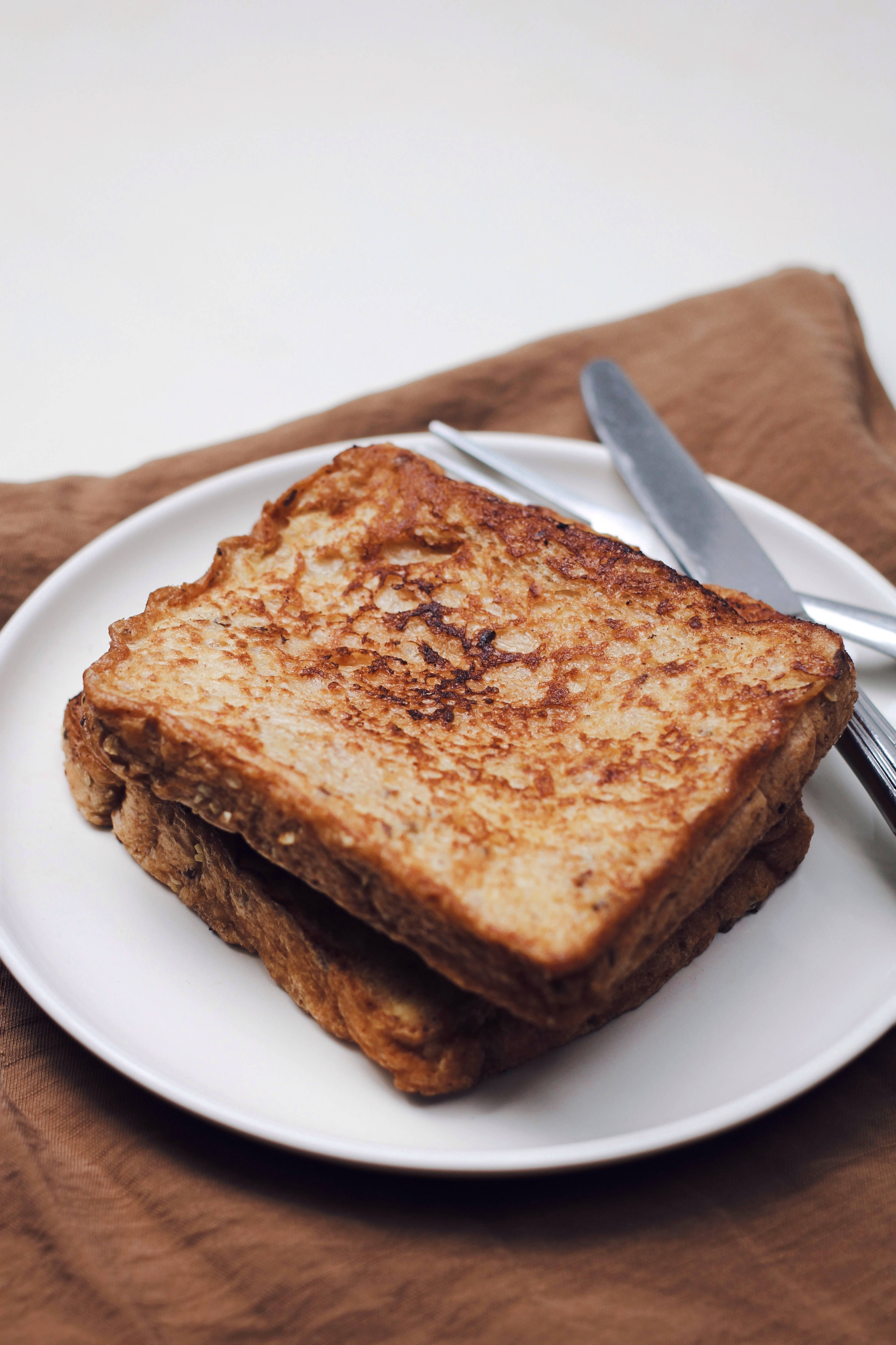 Decadent French Toast Breakfast, golden brown, white plate, 4K Phone Wallpaper