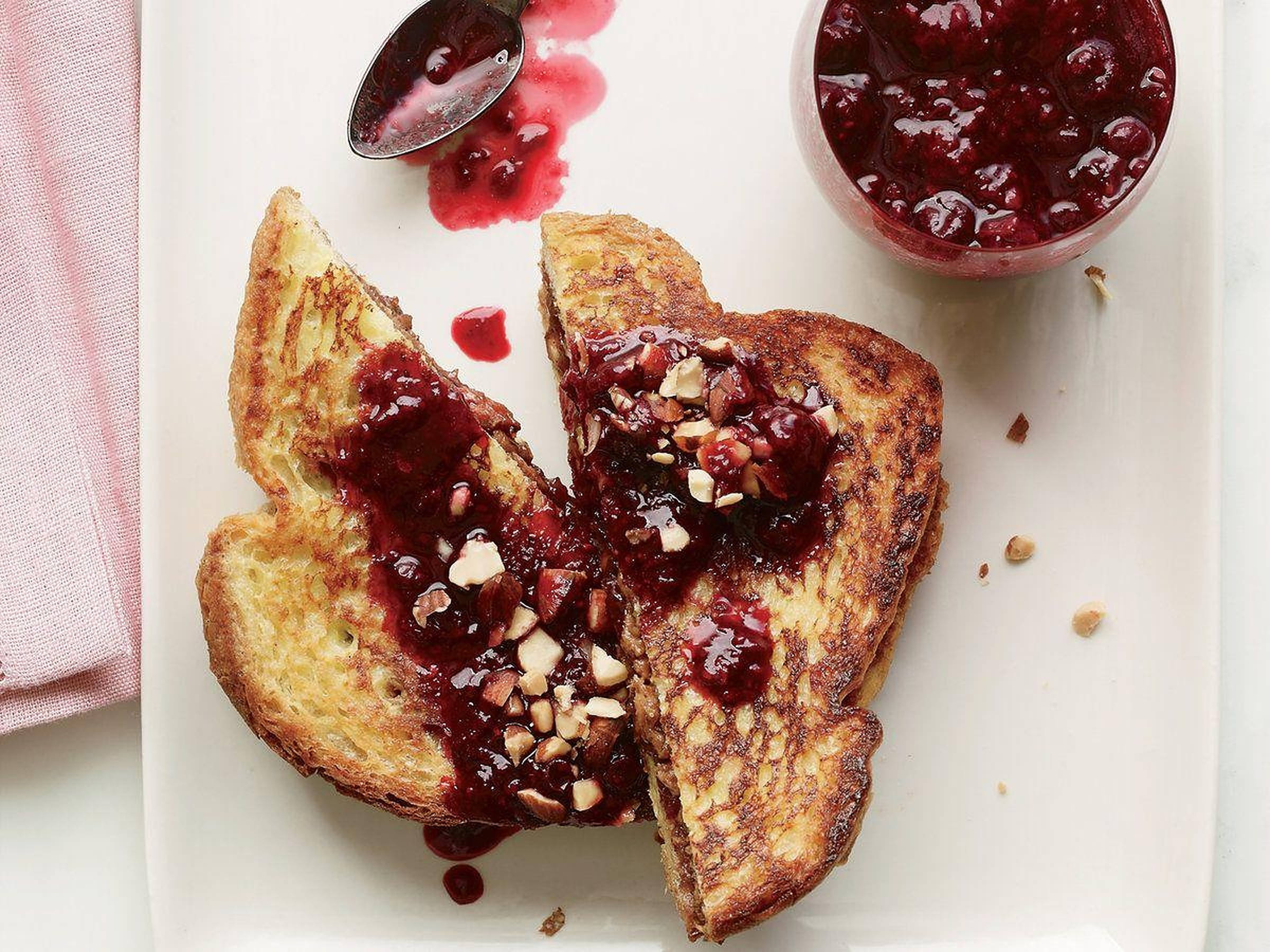 French Toast, golden, glossy cranberry sauce, Full HD Desktop Wallpaper